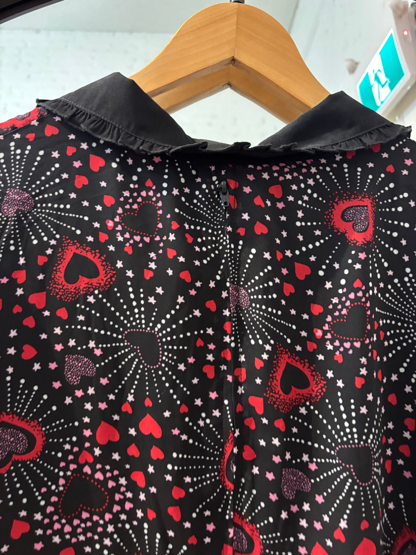 Size UK22 black with pink heart Hell Bunny dress