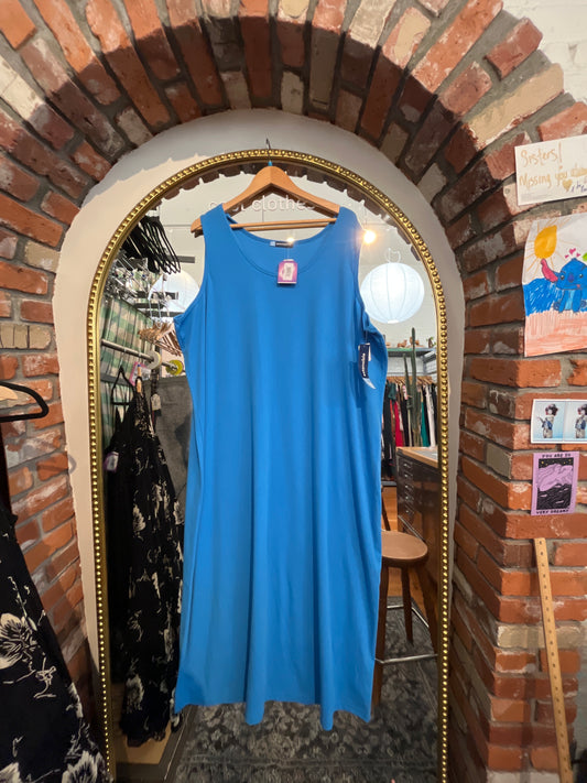size 5X turquoise cotton poly blend VINTAGE Penningtons dress - tank