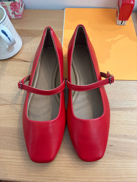 Size 11 red flat ASOS shoes