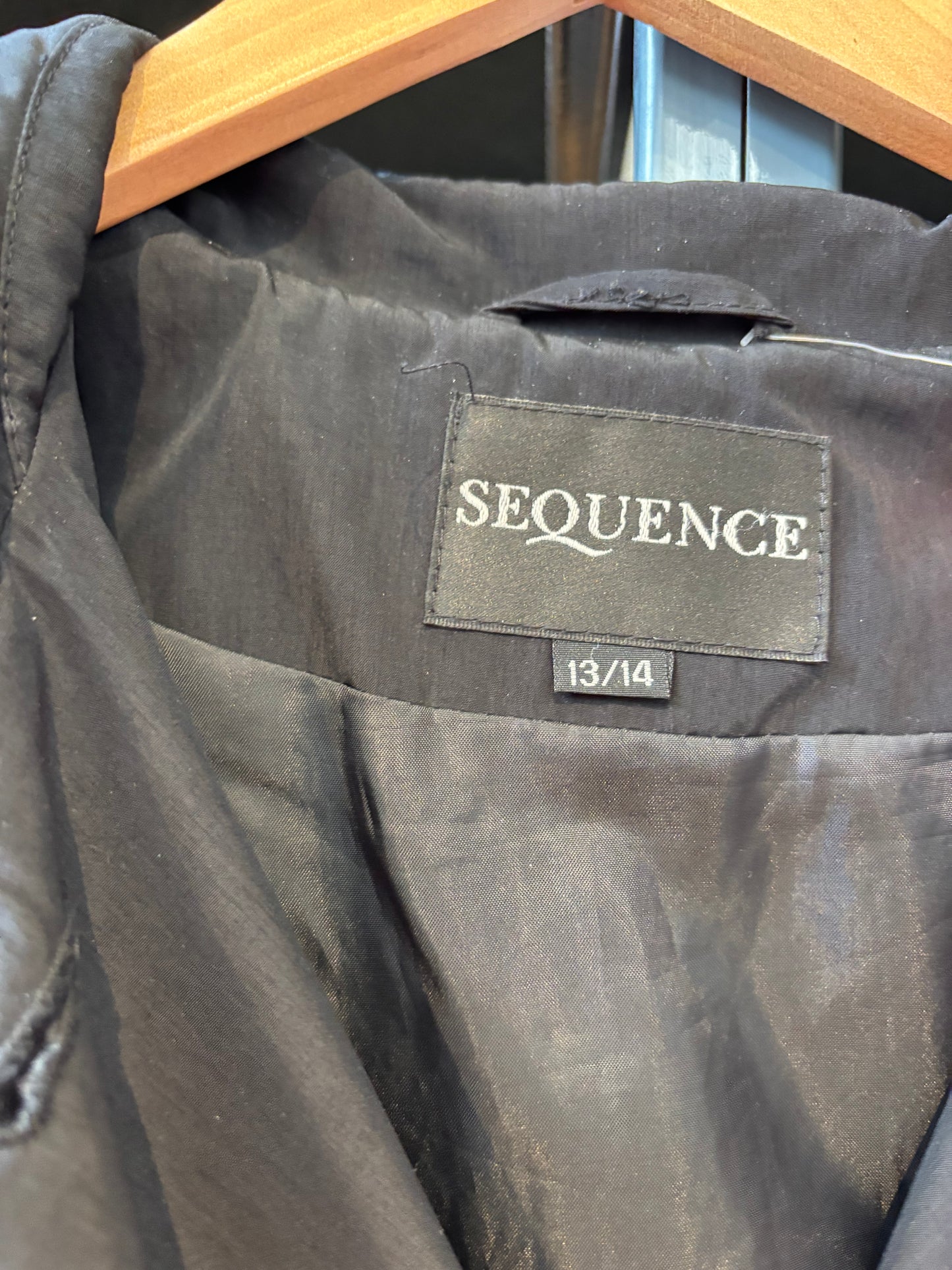 Size 13/14 Black Vintage Sequence Trench coat