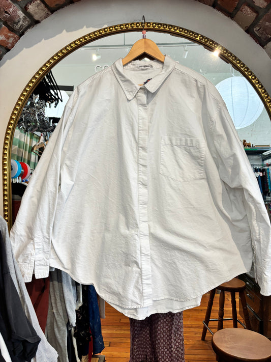 size 4X white cotton Good American button-up