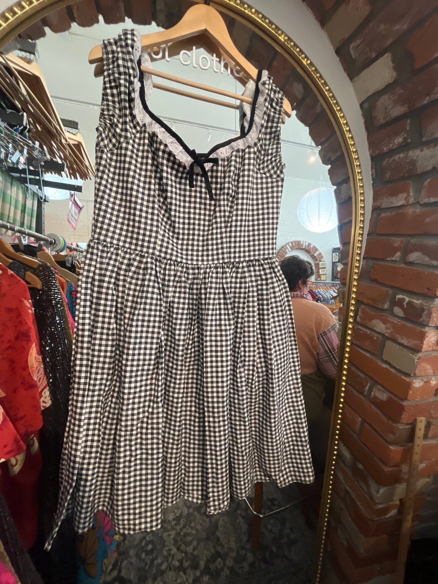 size 2X black white gingham Vixen by Michele Pitt dress - pin up