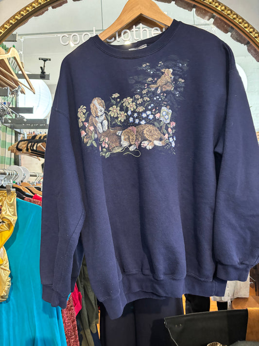 size XL navy with pups VINTAGE Northern Reflections sweater - puppy