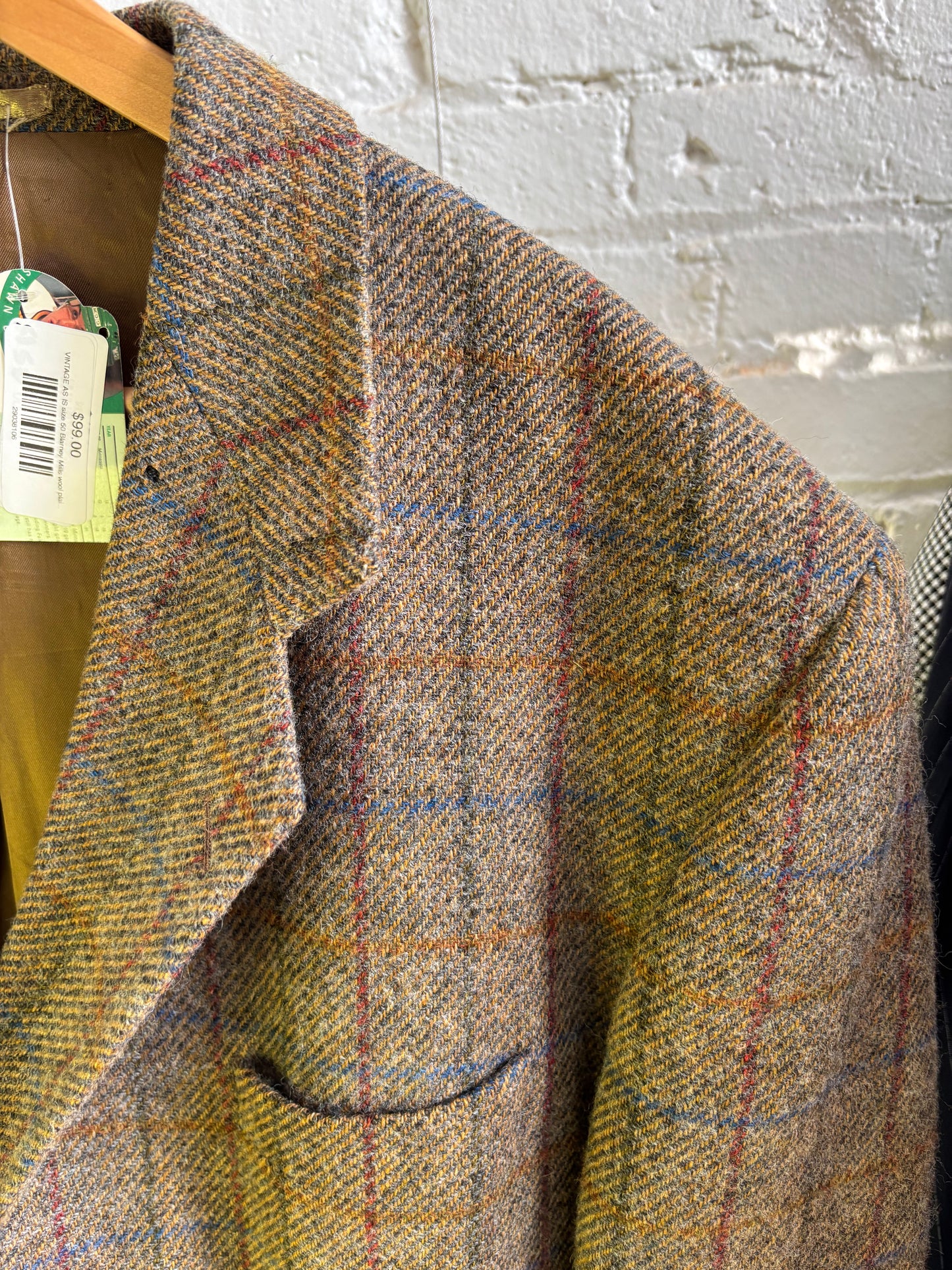 VINTAGE AS IS size 50 Blarney Mills wool plaid blazer