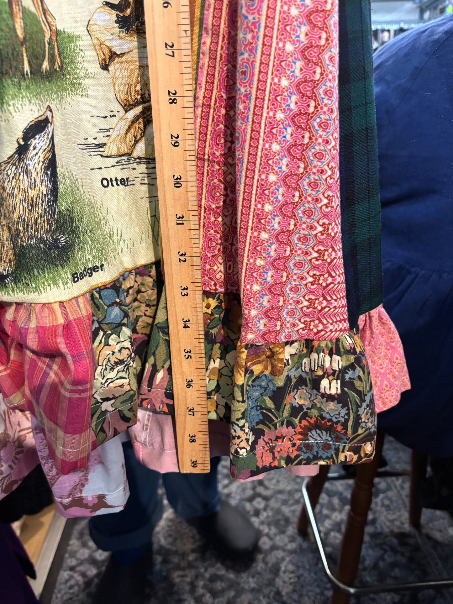 Size XL woodland animal Afrayed Upcycling dress