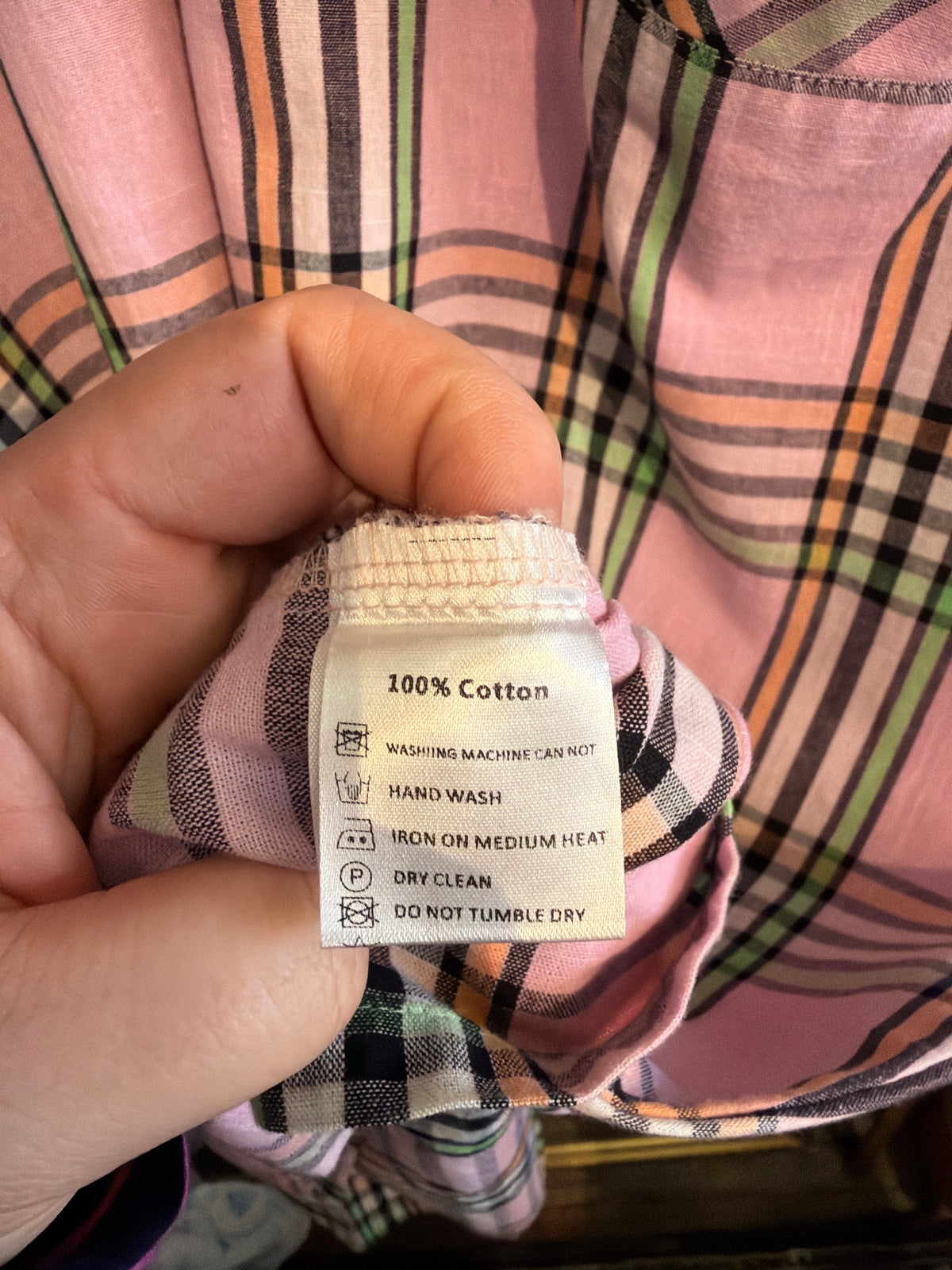 size flex pink plaid COTTON Red Sky dress - boxy