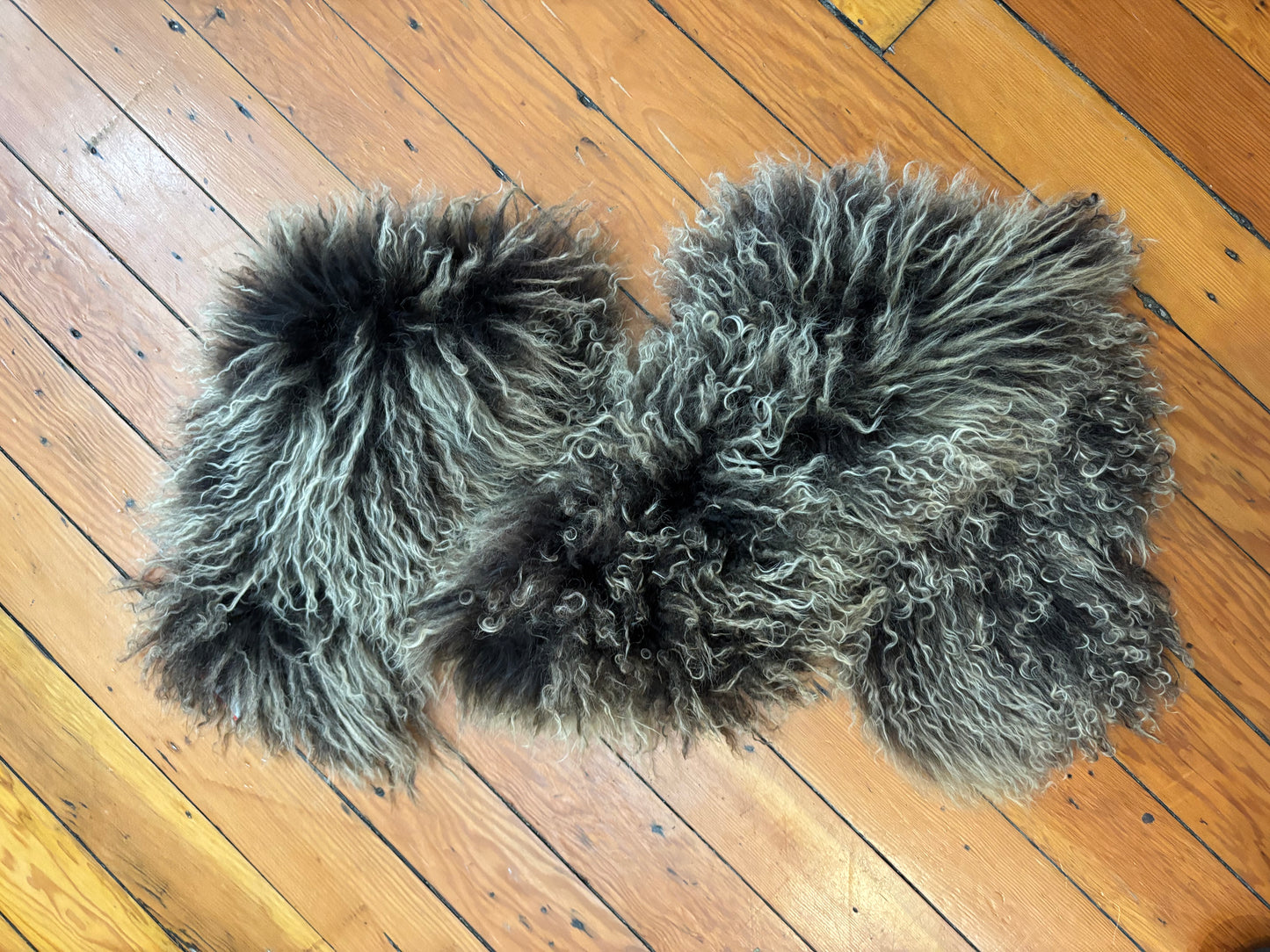 RARE vintage ANN Demeulemeester mongolian wool shearling leather scarf