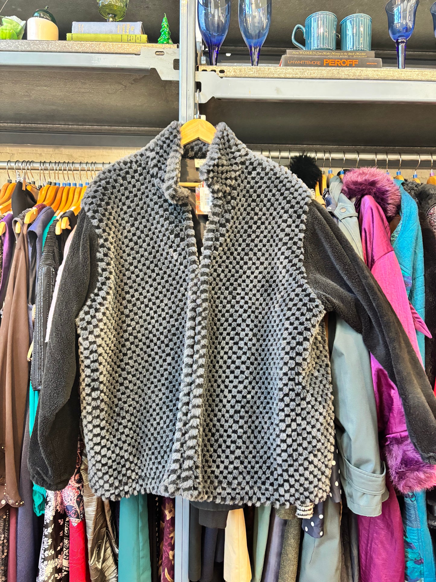 size XXL / 24 black grey checker RARE vintage Molly & Me jacket
