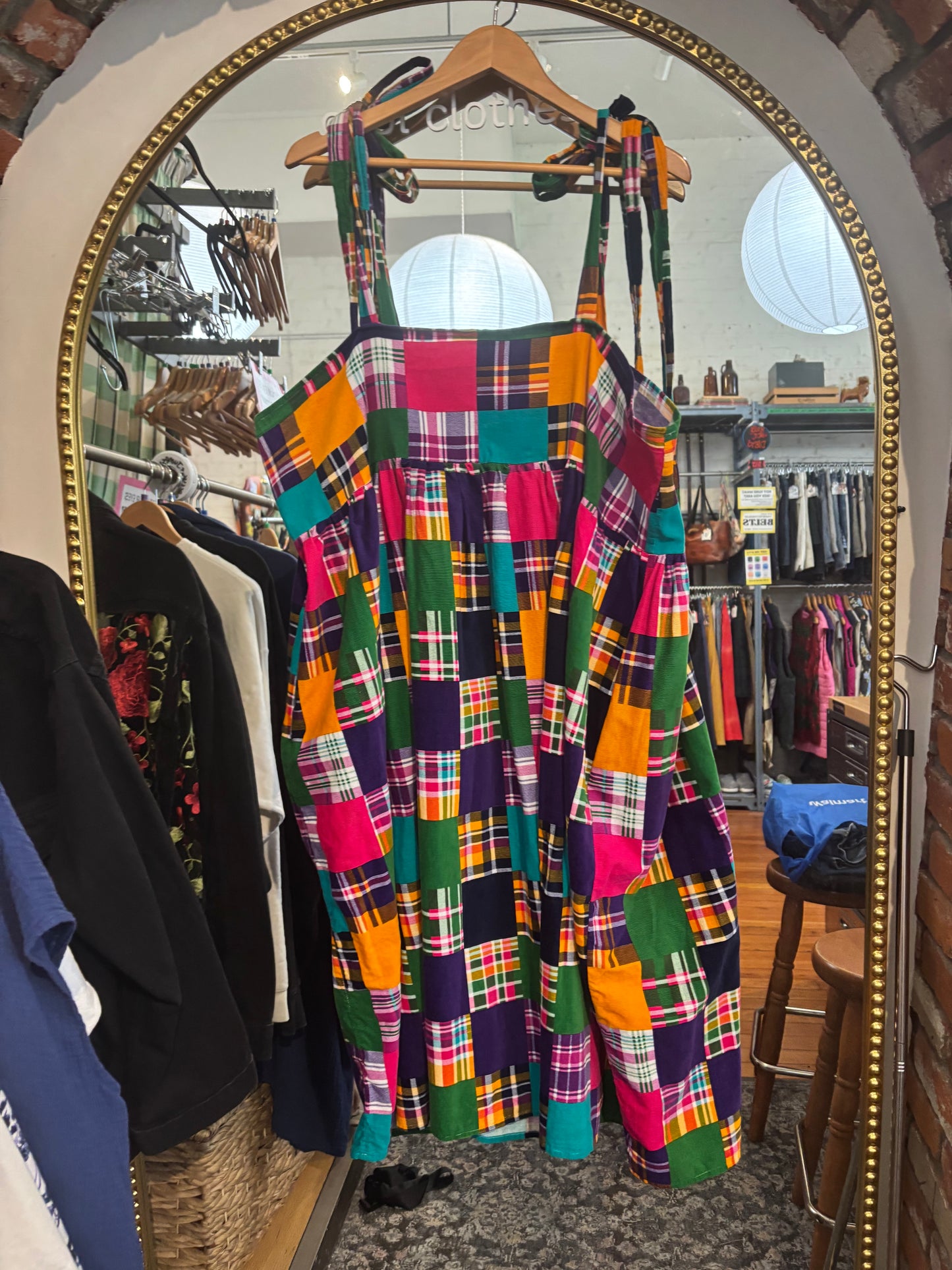 flex size pink orange patchworks Abbie Originals dress - tie straps