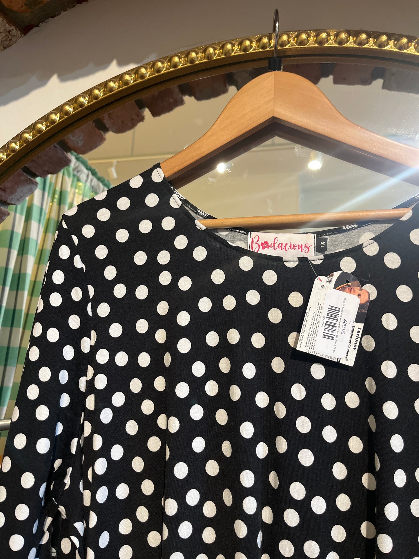 Size 1X black and white polka dot Bodacious Dress