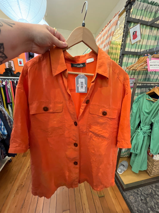 AS IS size 12 VINTAGE SILK orange button up