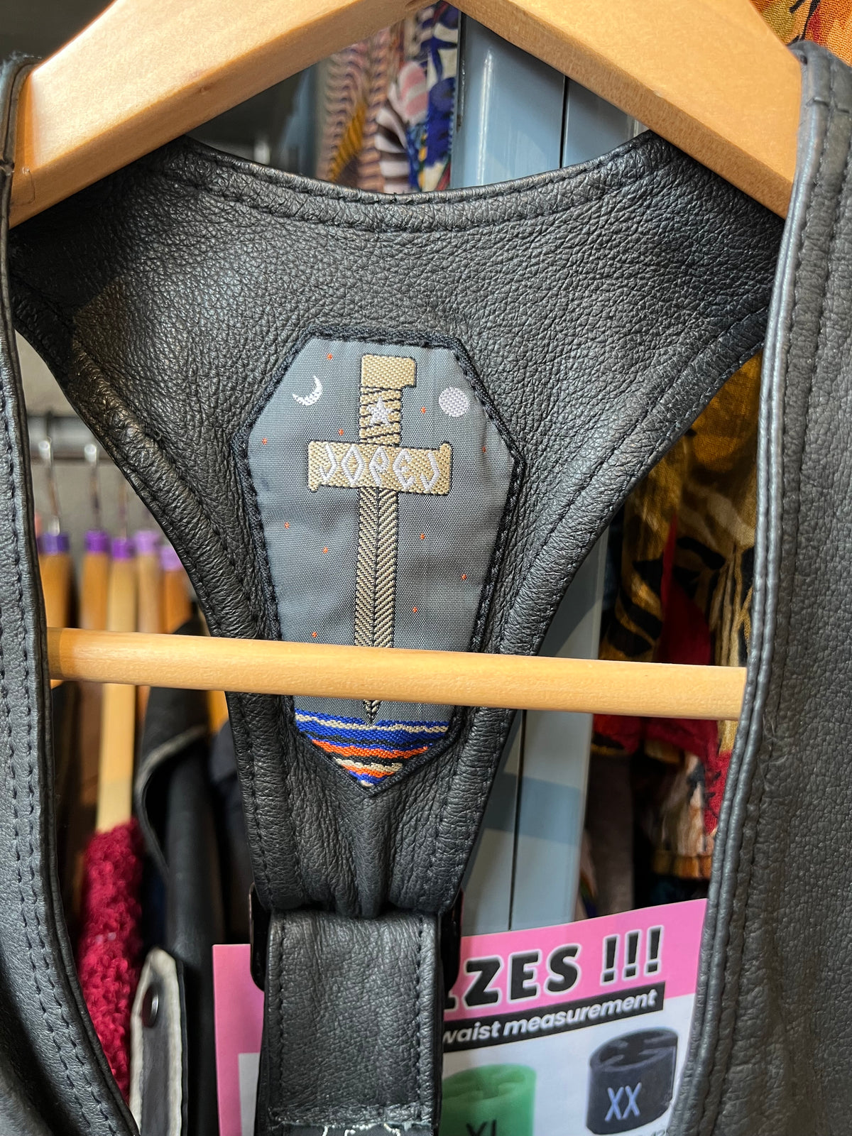 size flex black LEATHER JOPEJ vest thing