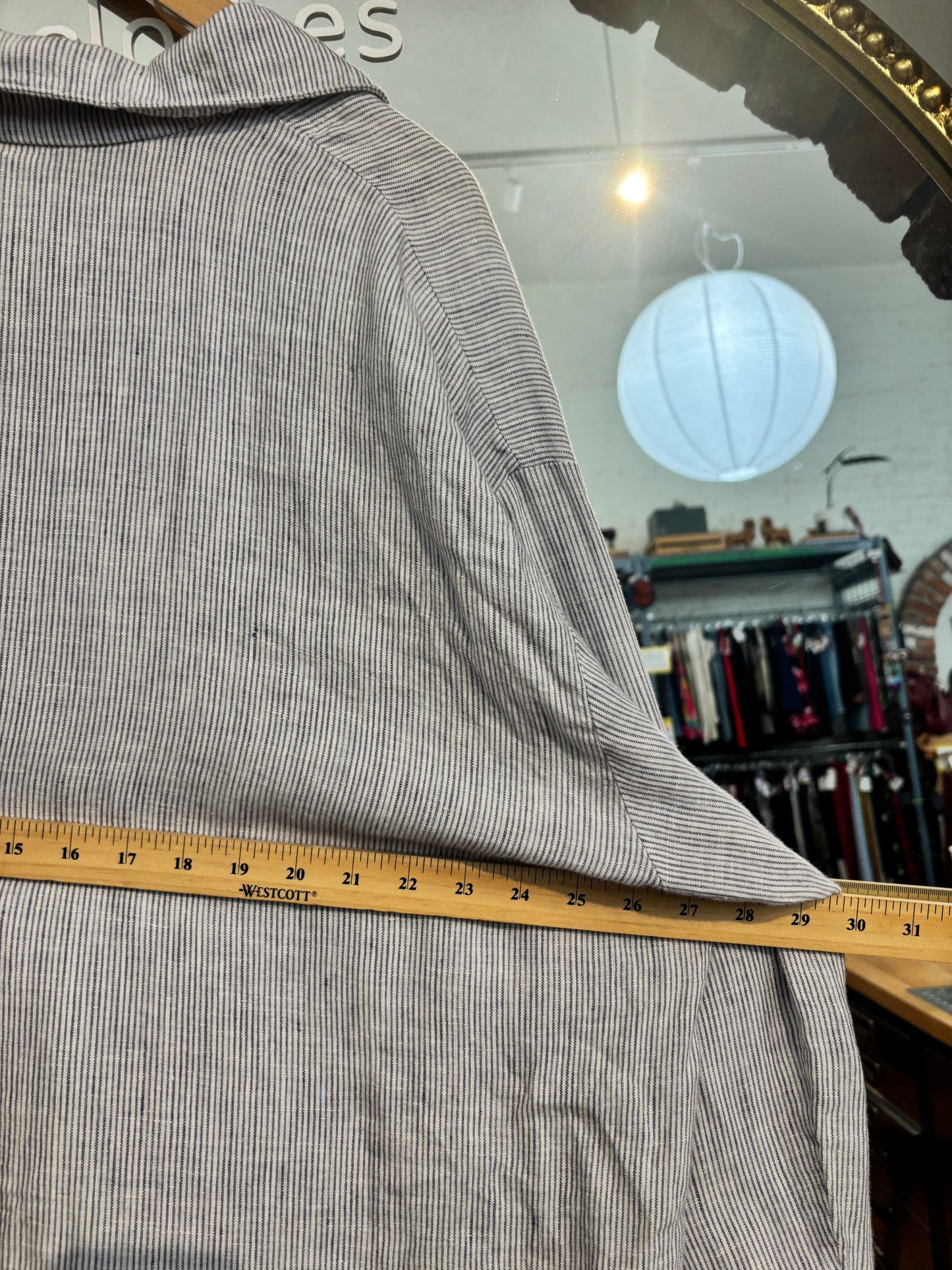 size L/XL white chambray stripe linen Shelter PJ SET- 2 piece