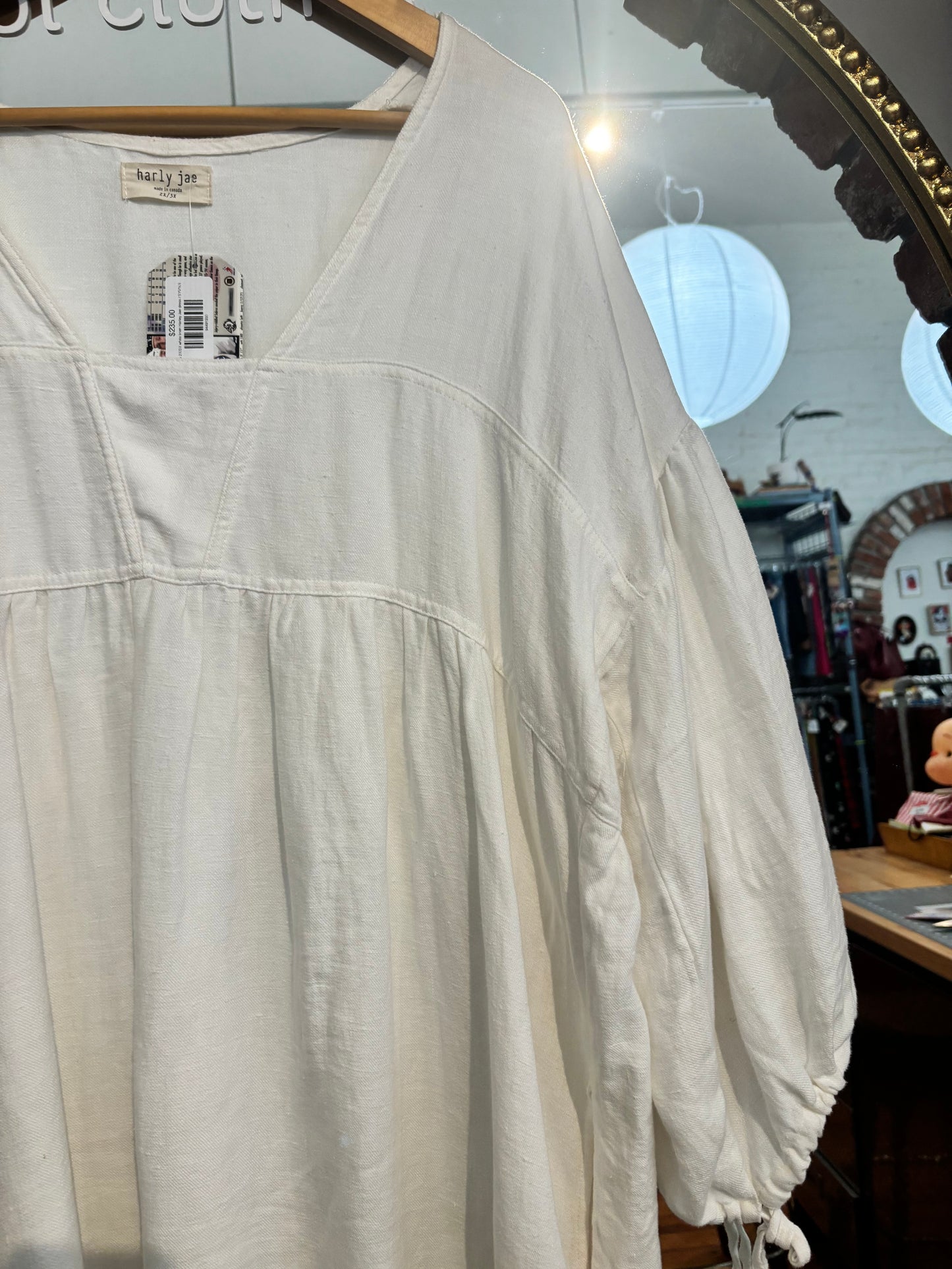 size 2X/3X white linen Harly Jae paysanne mini dress