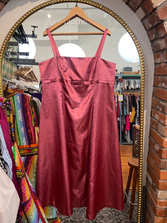 size XL pink satin - dress - long
