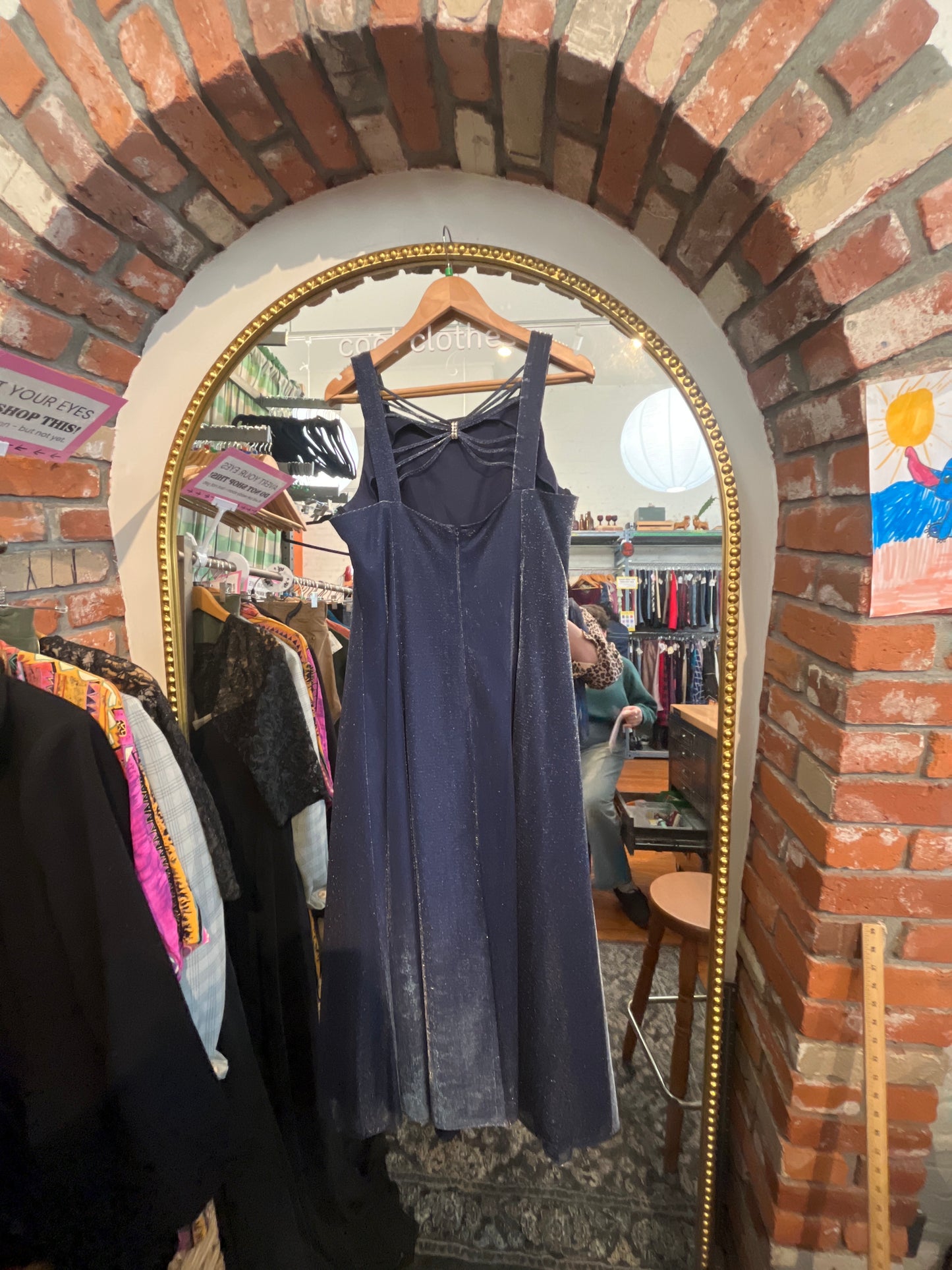 size 16 blue sparkle vintage Nu Mode dress -gown