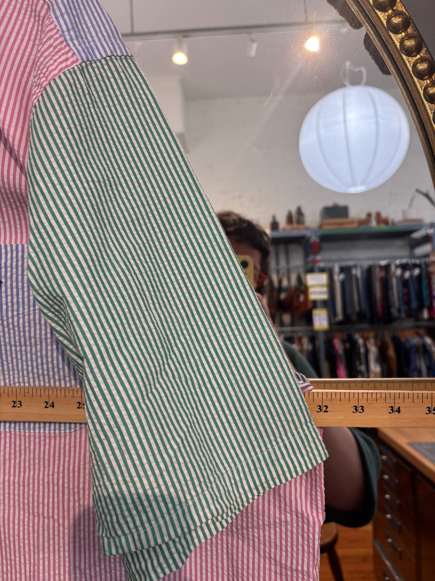 Size 4XB pink blue striped colour blocked Ralph Lauren short - button up