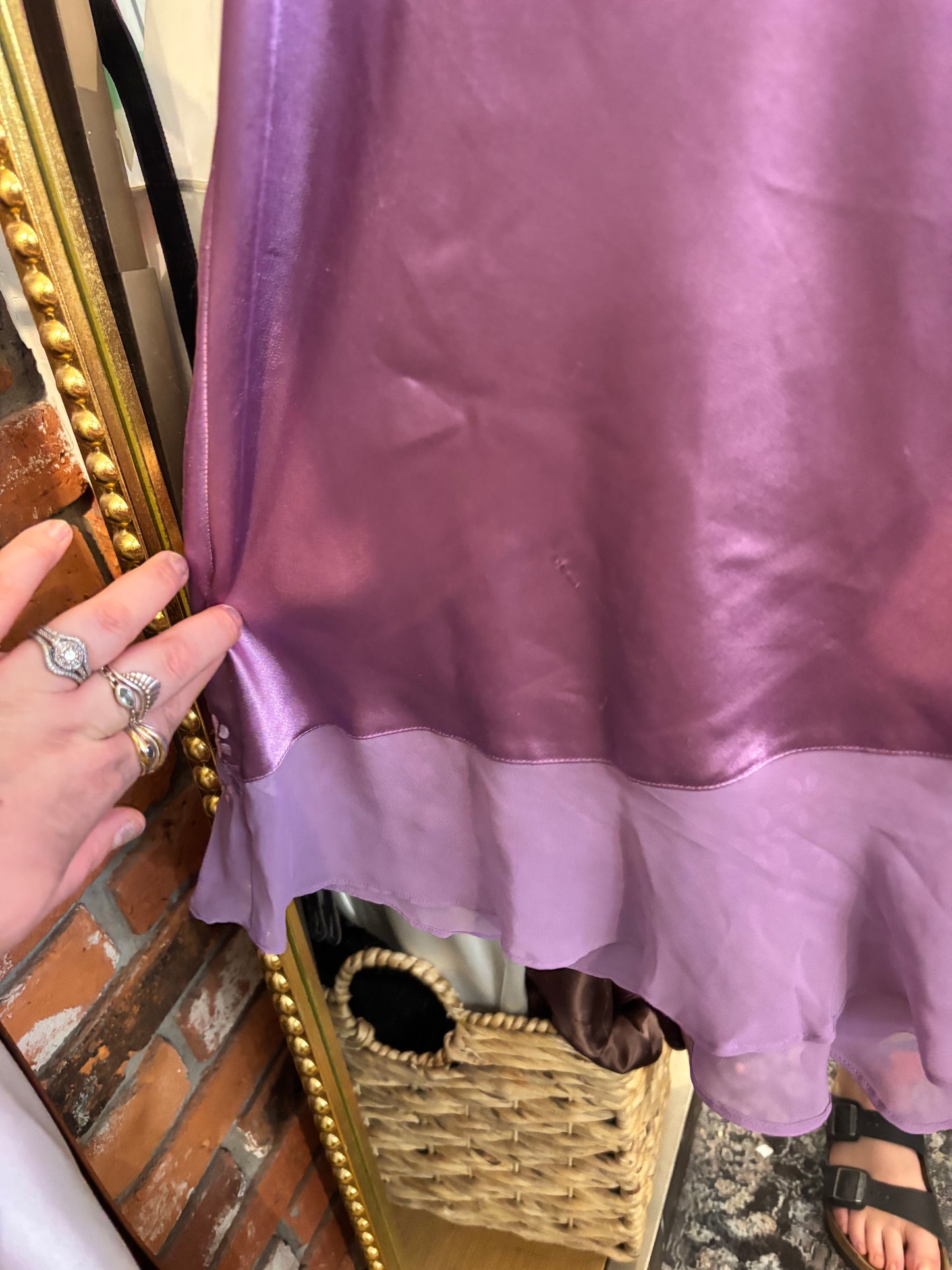 AS IS size 5X purple satin with rose P Intimates slip dress