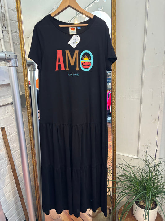 Size XL black AMO Farm Rio Anthropologie maxi Dress