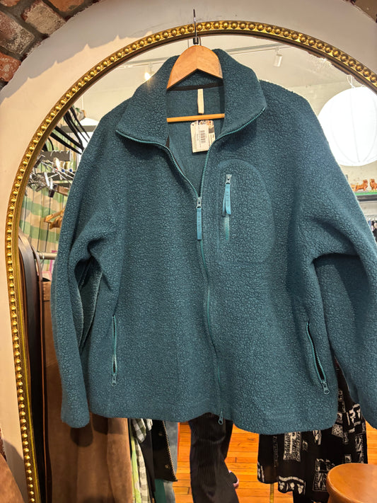 size XXL teal wool Astrid Wild jacket - zip up