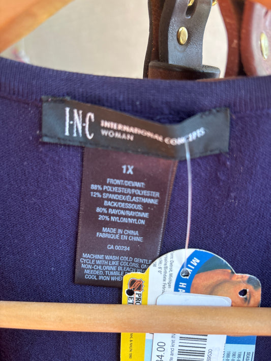 size 1X purple suedette and knit INC vest - fring