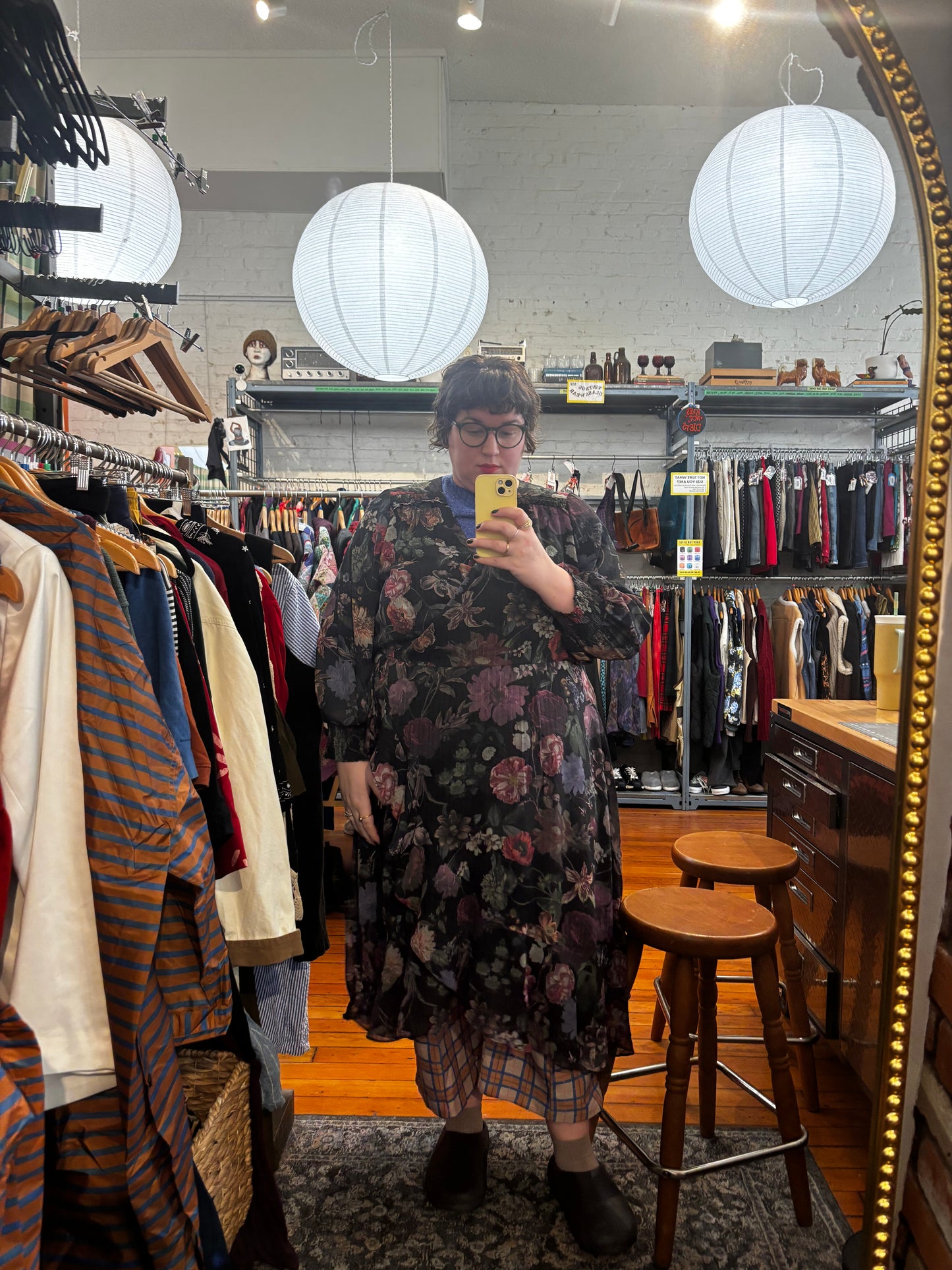 Size 4X Meredith X Penningtons black botanical wrap dress