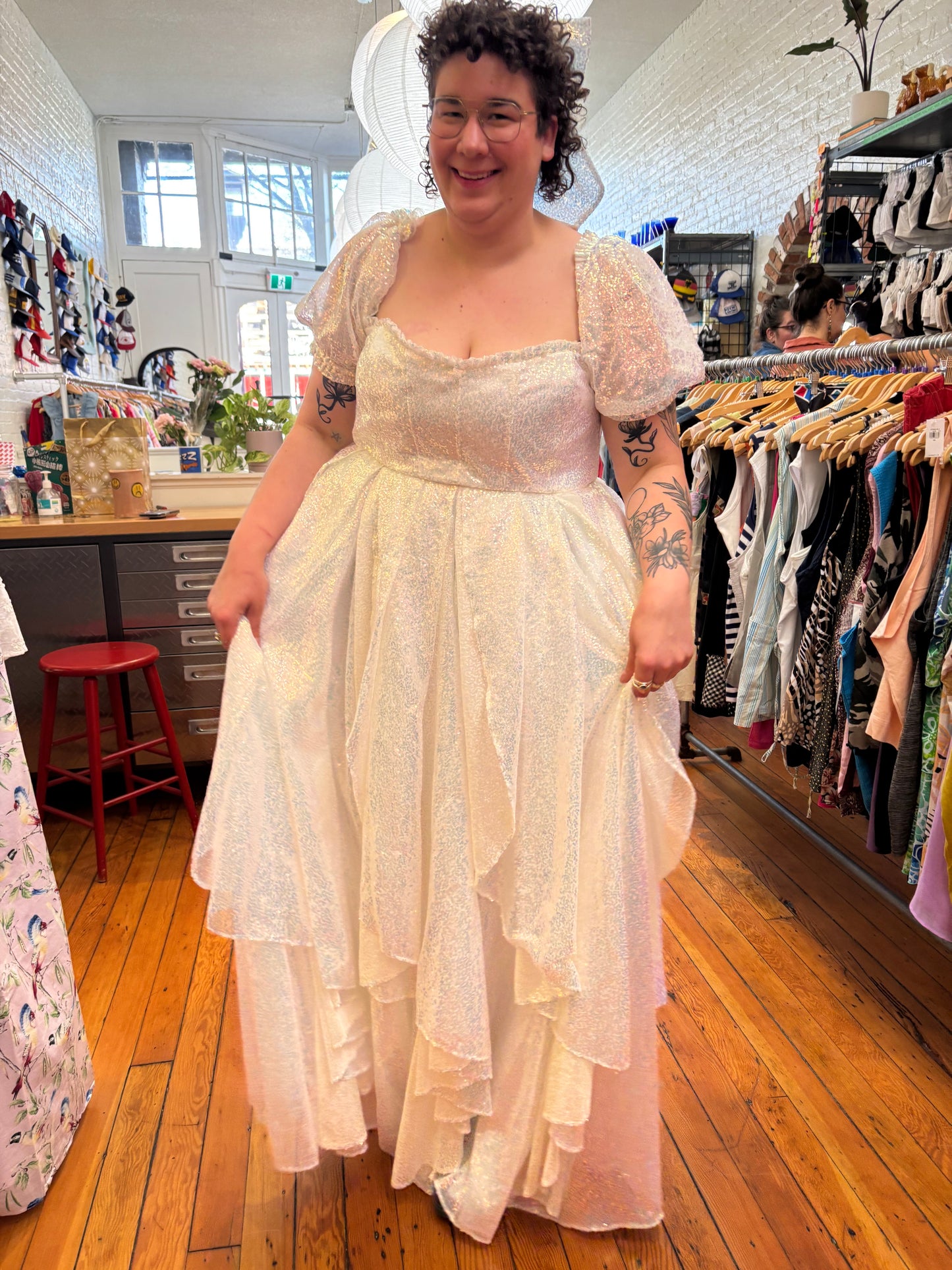 Size 20 full sequin Unicorn Tears Fanciful Doll Crystal Gown - wedding dress
