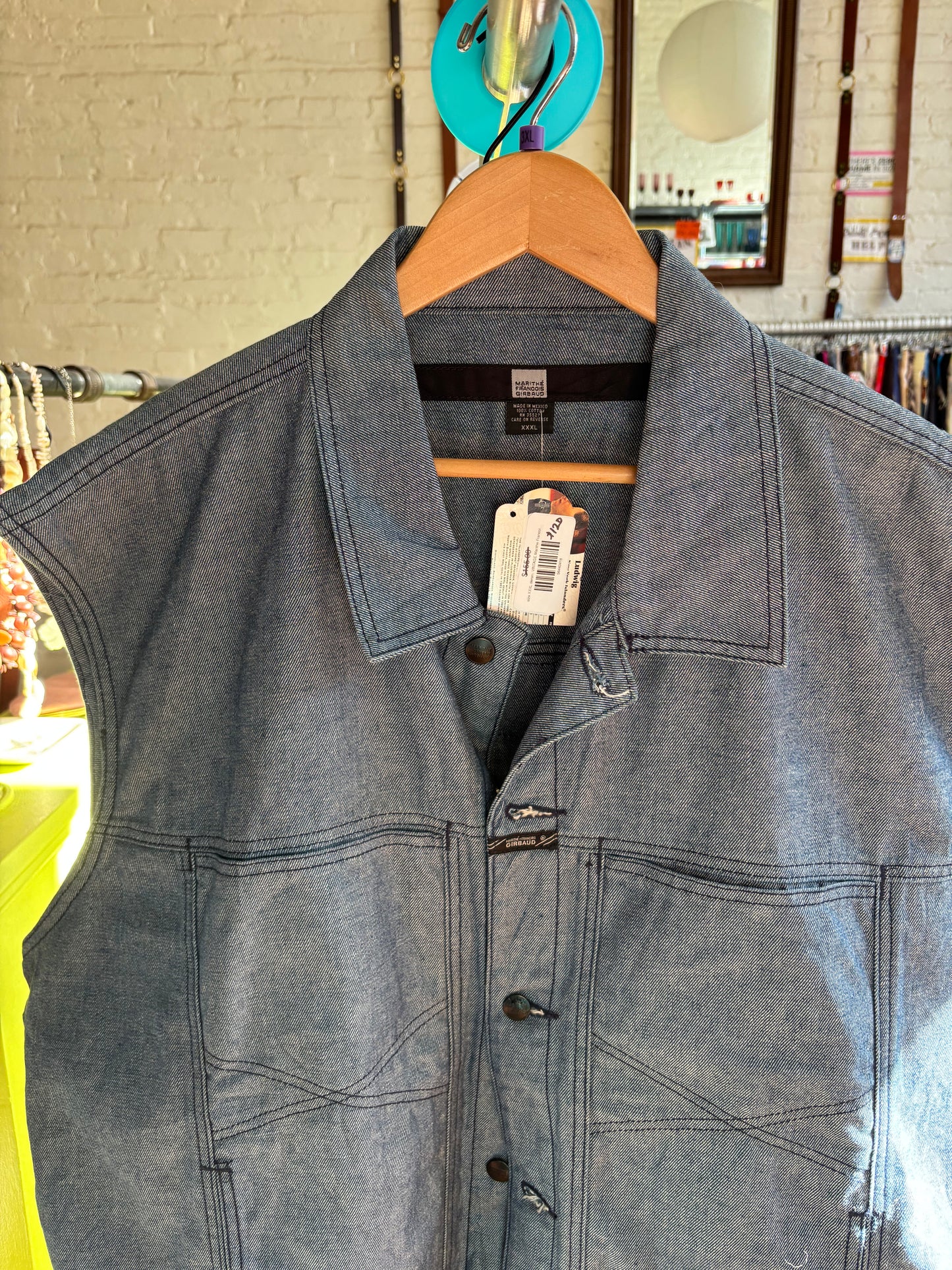size XXXL denim VINTAGE Marithe Francois Girbaud vest - button up