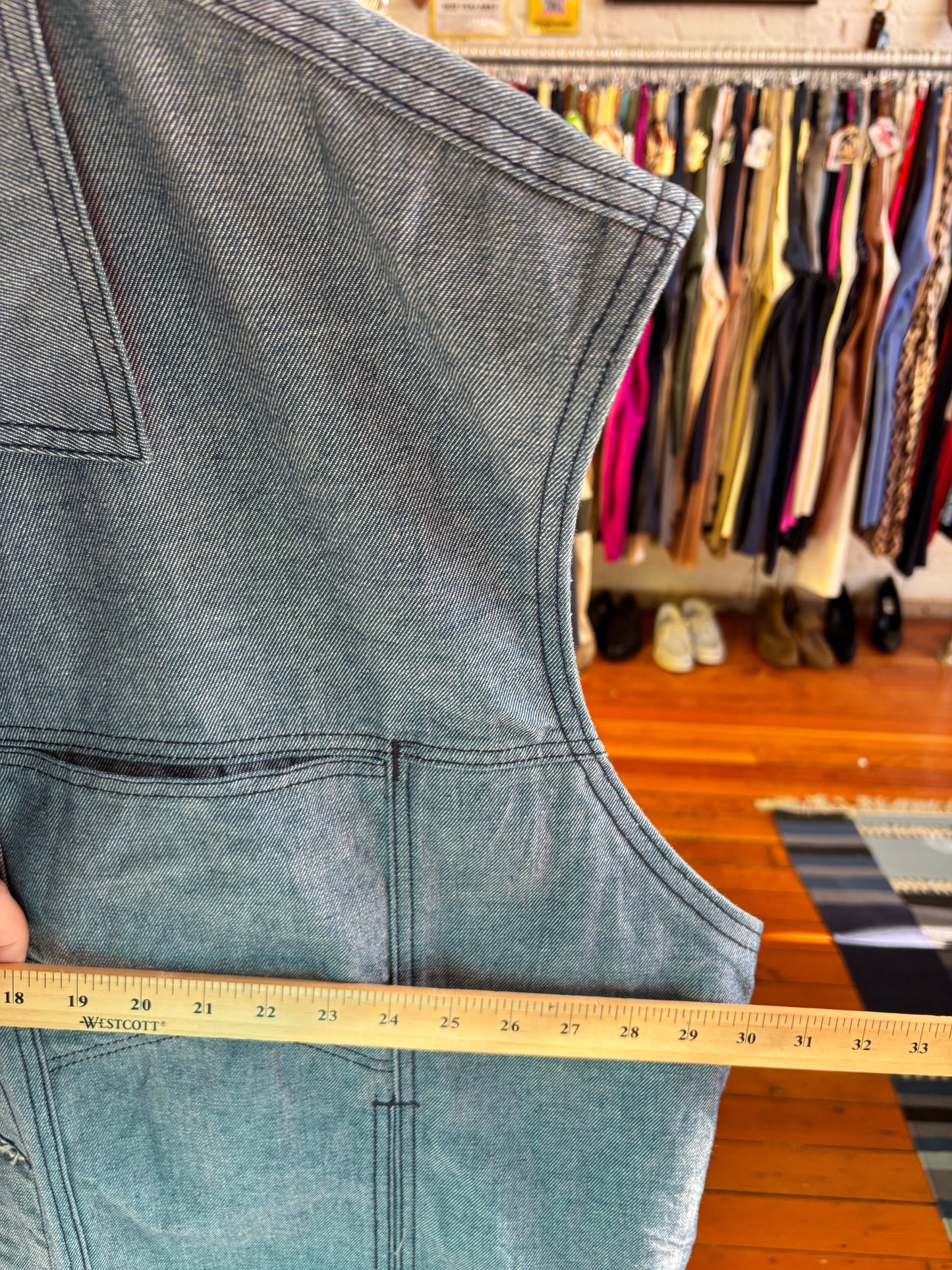 size XXXL denim VINTAGE Marithe Francois Girbaud vest - button up