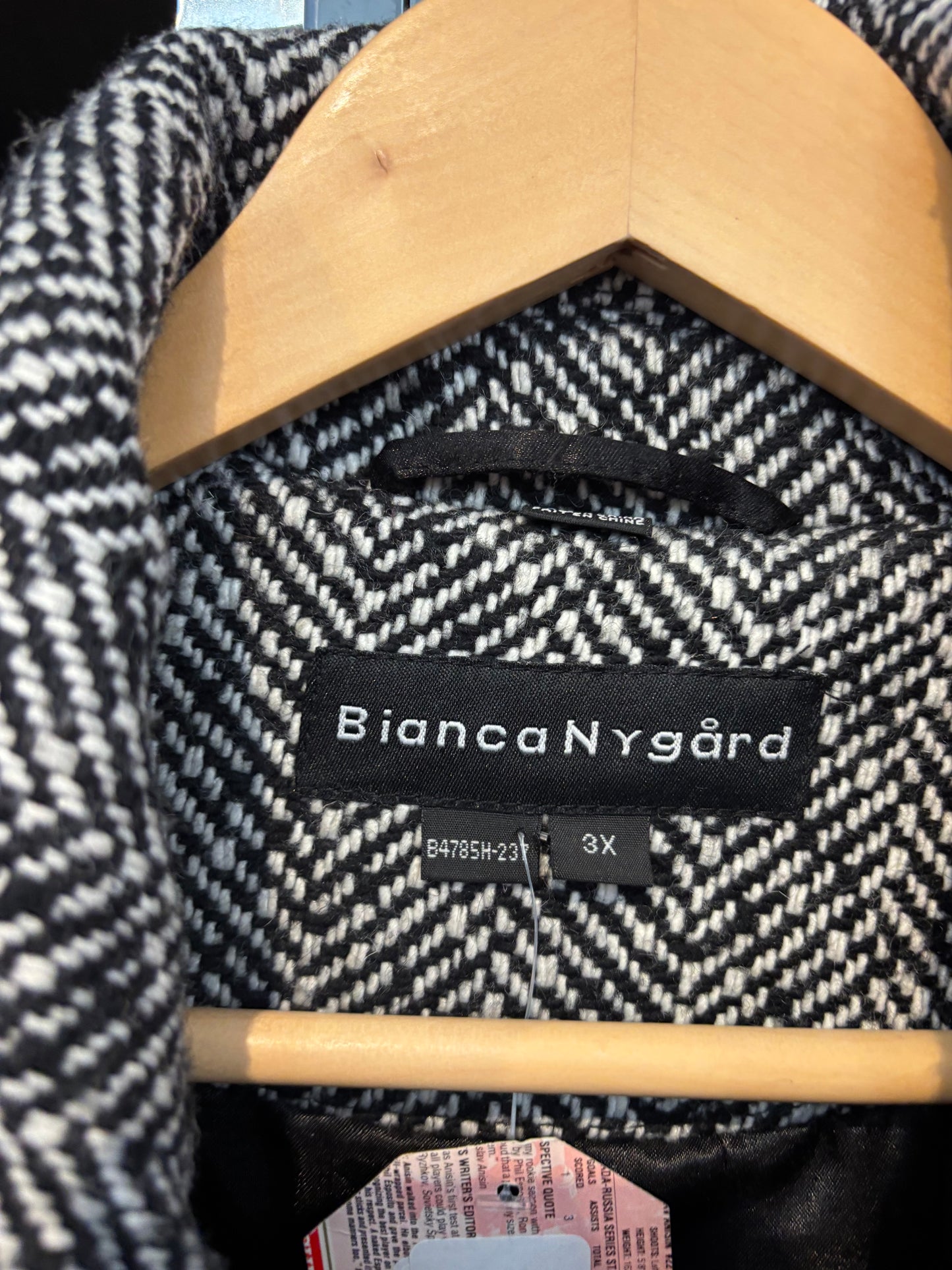size 3X black white texture VINTAGE Bianca Nygaard jacket - heavy