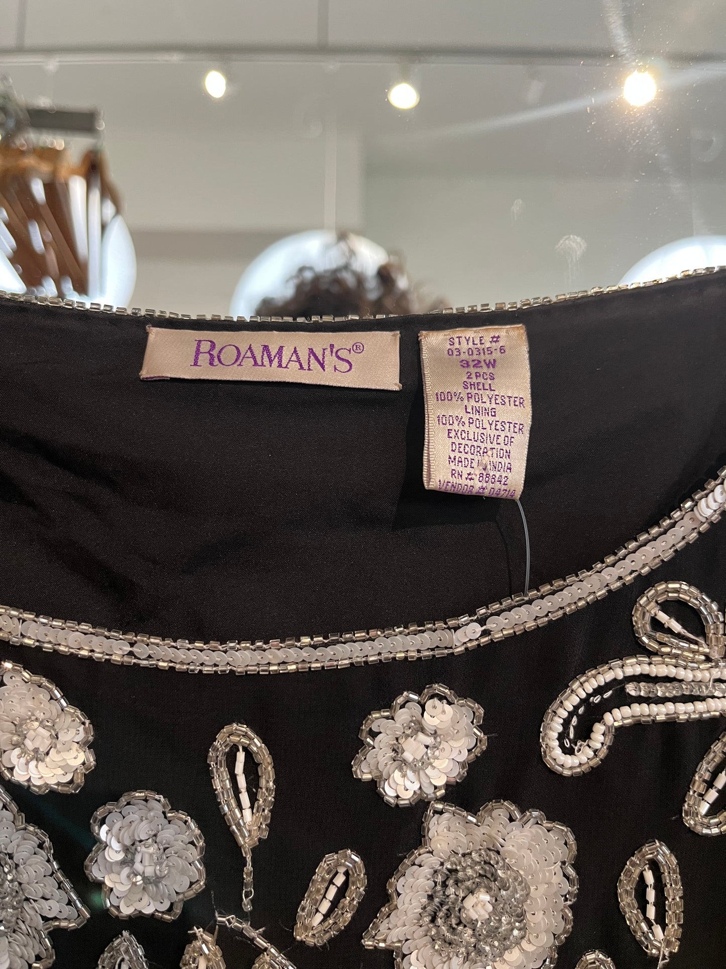 Black vintage Romans beaded dress size 32