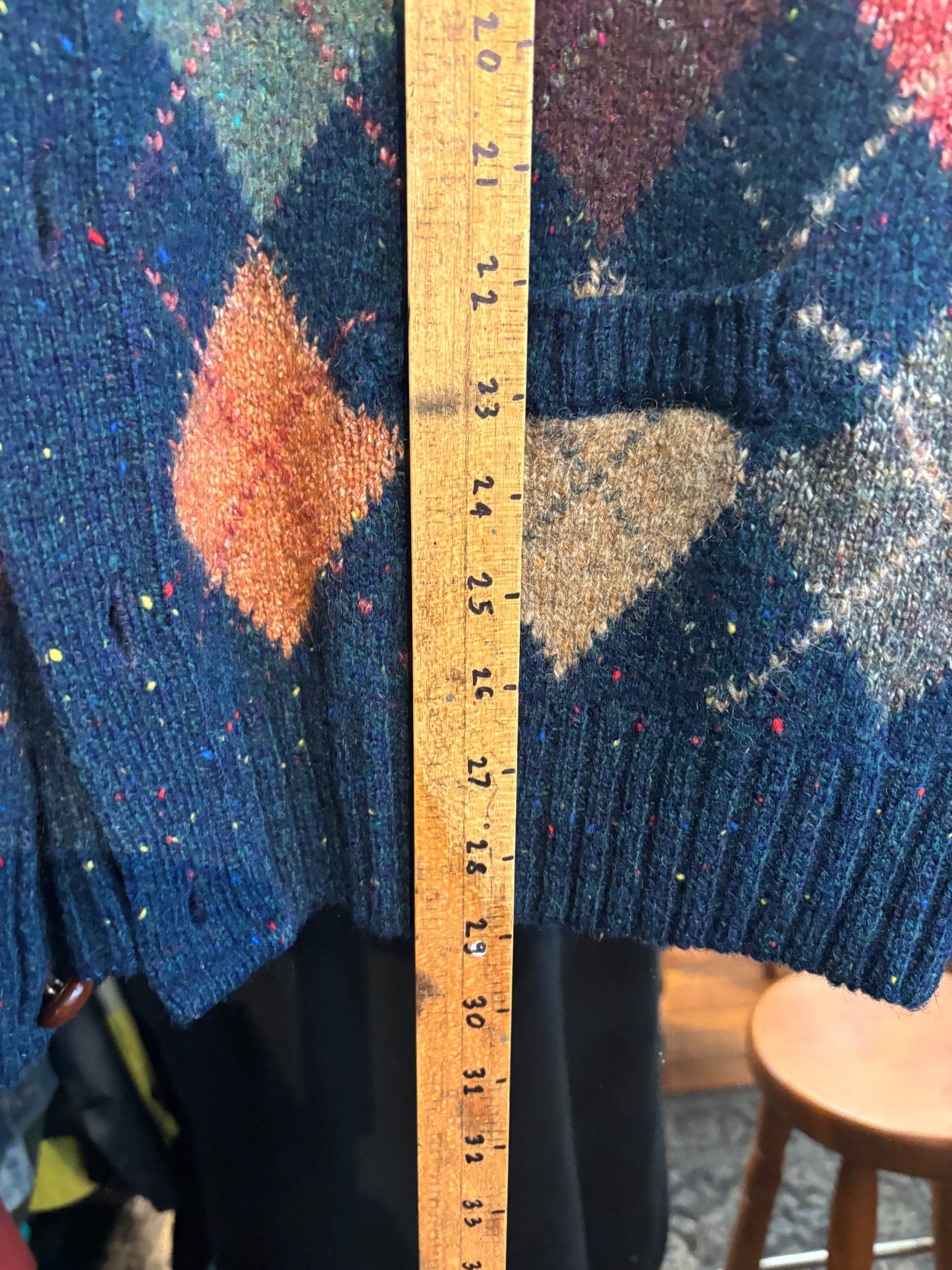 size XXL navy knit with argyle vintage Kerry Classics sweater - cardigan