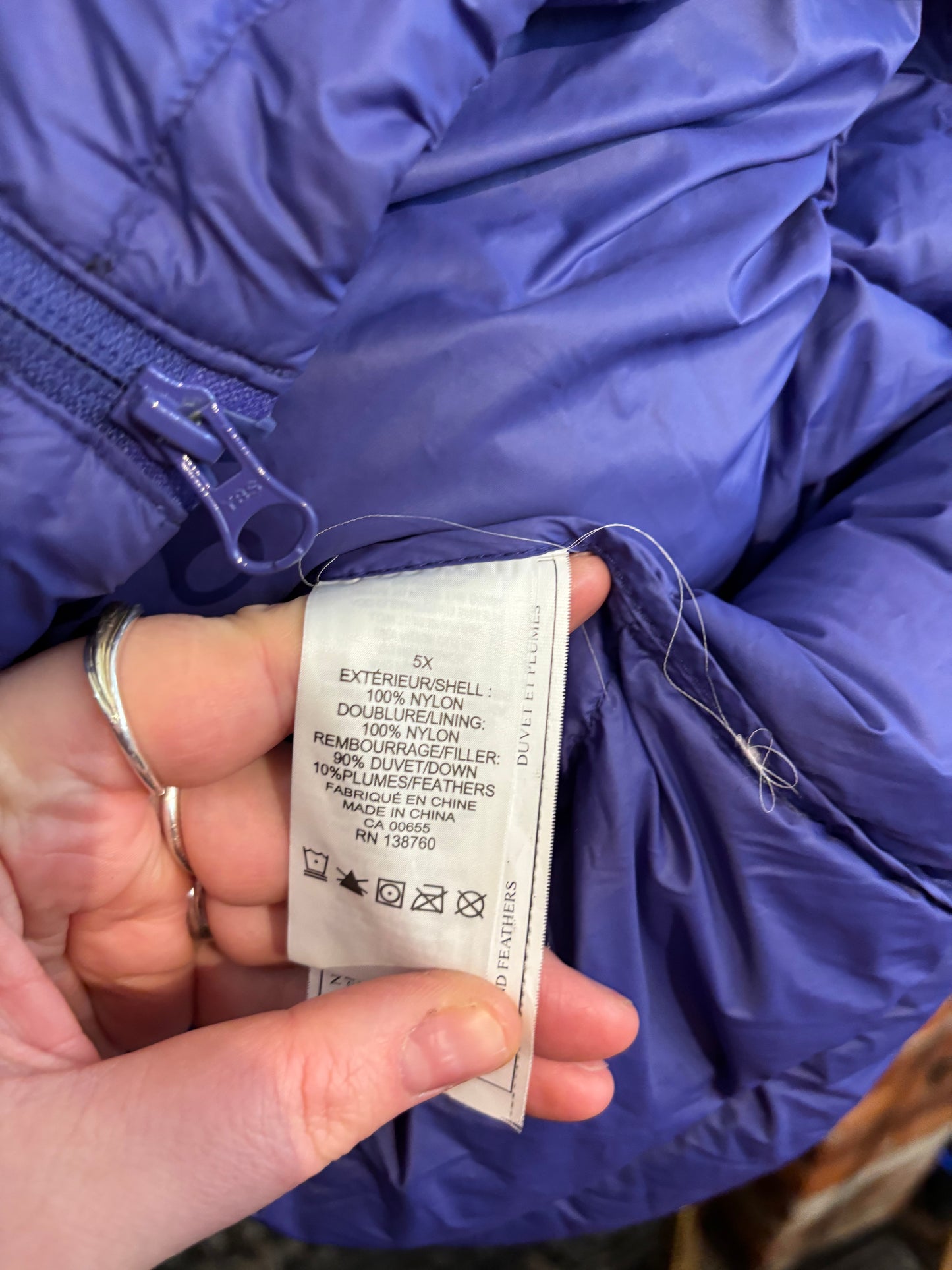 size 5X purple down D/C jacket - puffer