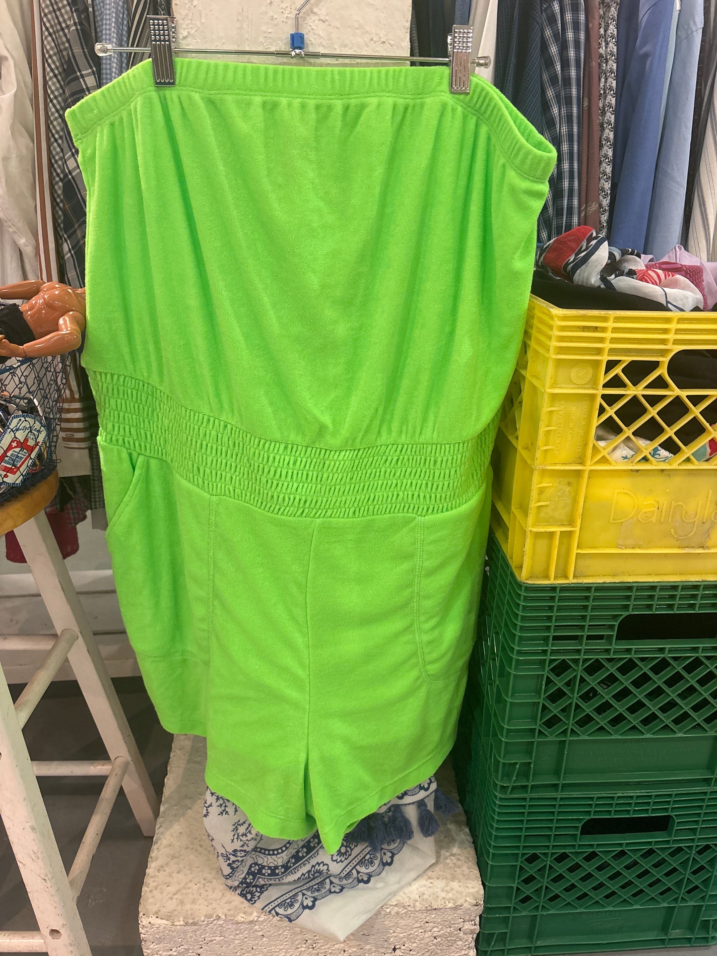 size 2X neon terry cloth Torrid romper - strapless