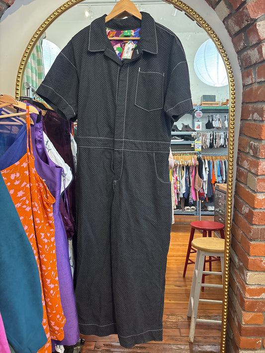 Size 2X black with white polkadots Maker boilersuit