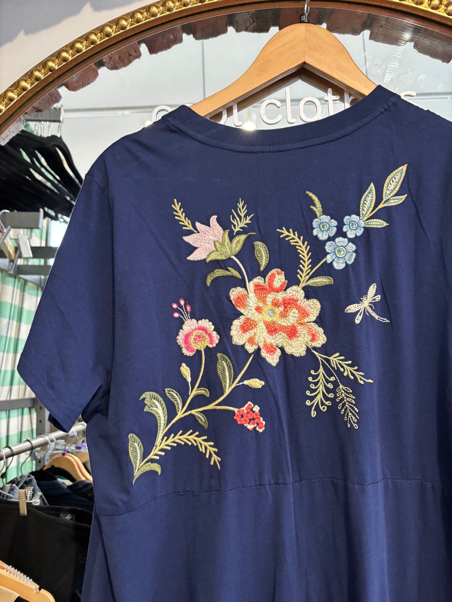 size XL navy with embroidery Johnny Was dress - midi