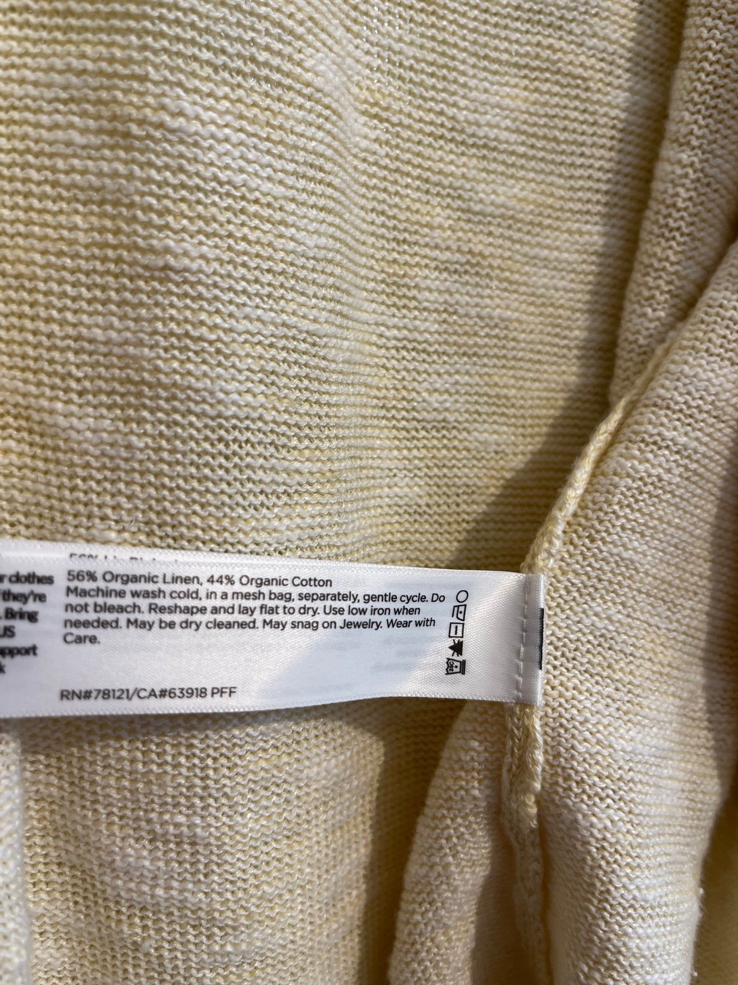 Size 1X Yellow linen cotton Eileen Fischer cardigan