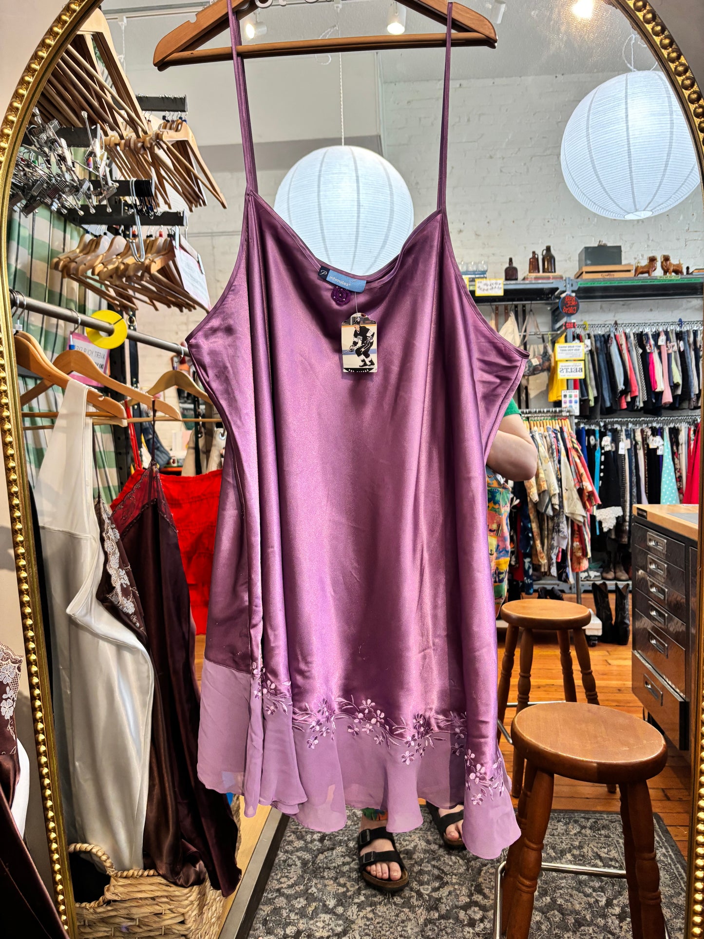 AS IS size 5X purple satin with rose P Intimates slip dress