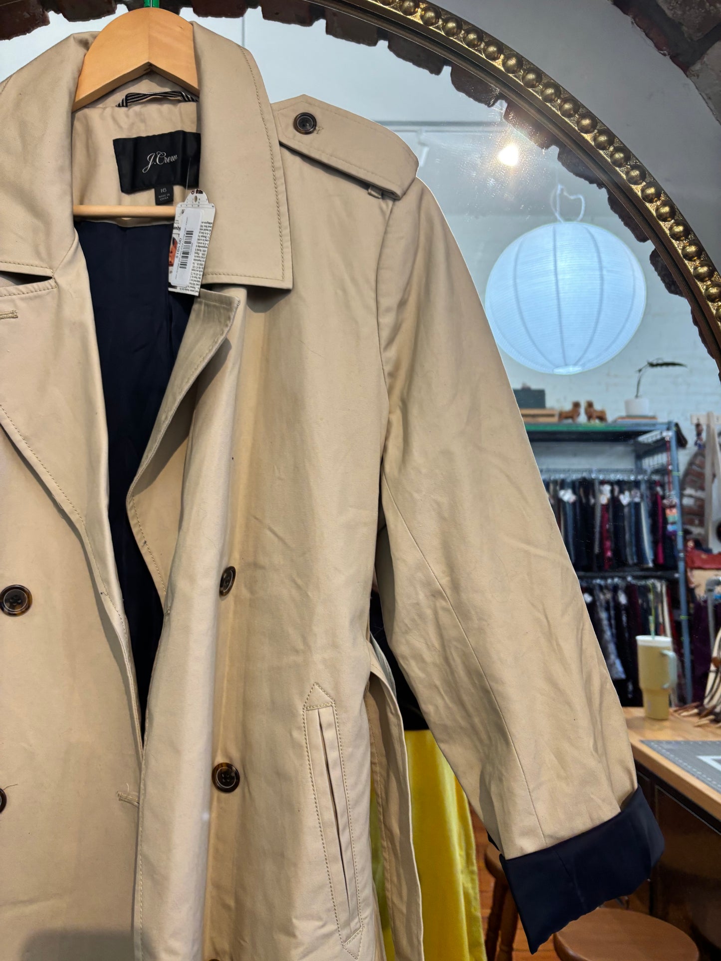 size 16 beige with navy lining J.Crew coat - trench