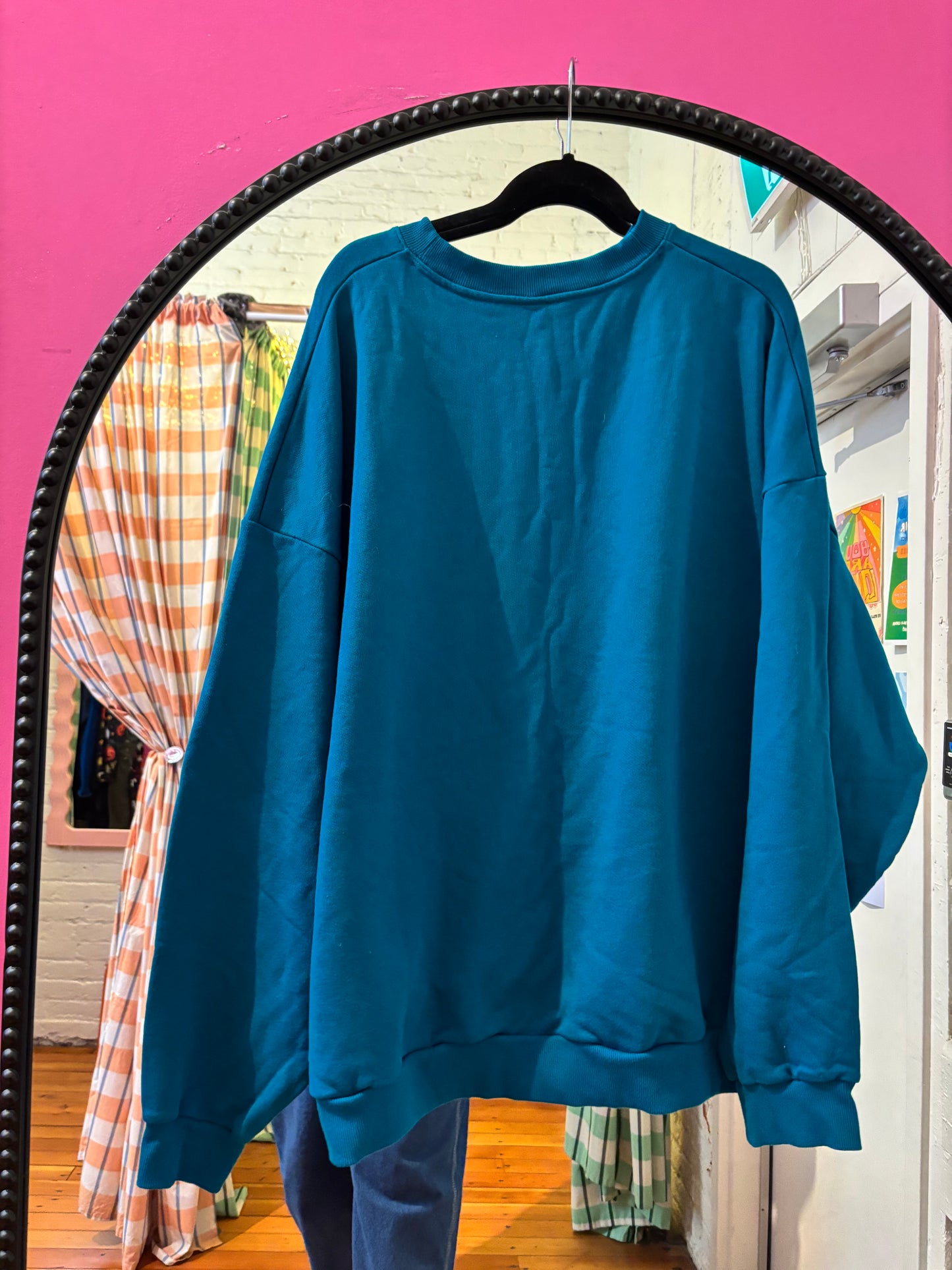 size 2XL teal cotton blend Alo sweat shirt
