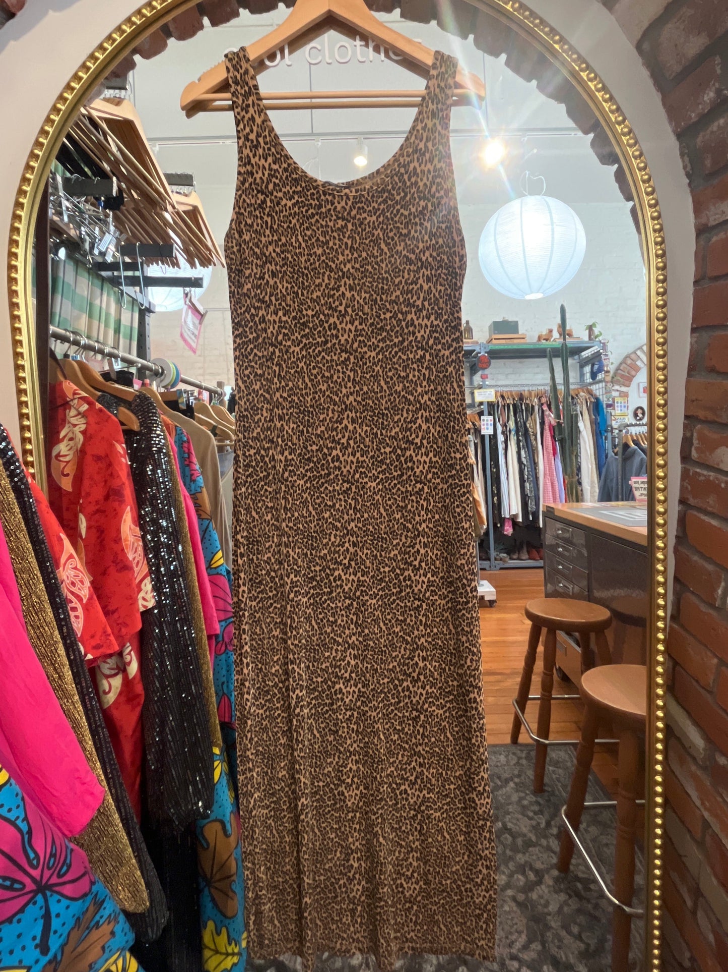 size flex leopard acetate VINTAGE dress - maxi