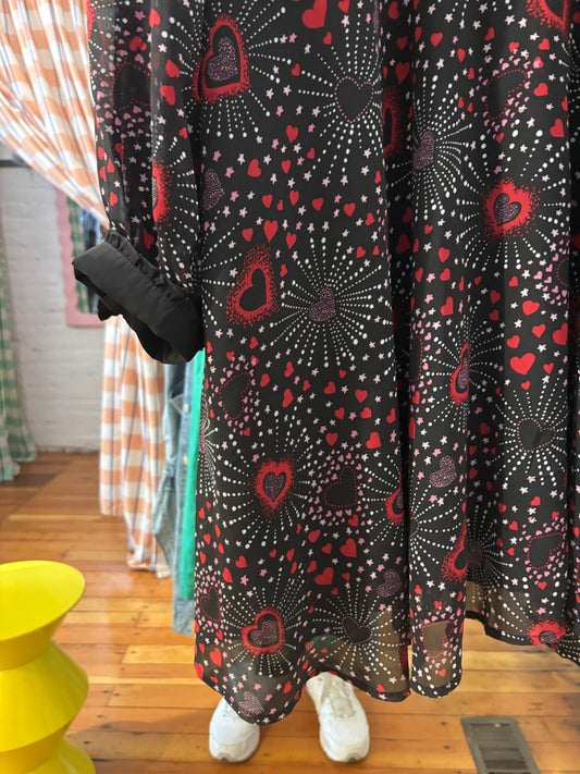 Size UK22 black with pink heart Hell Bunny dress