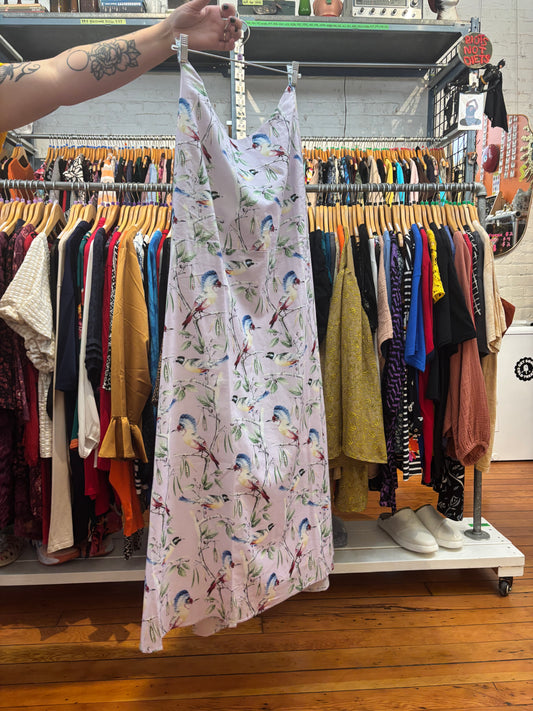 Purple Hilary Macmillan Lace Up Back Midi Dress (Birds)
