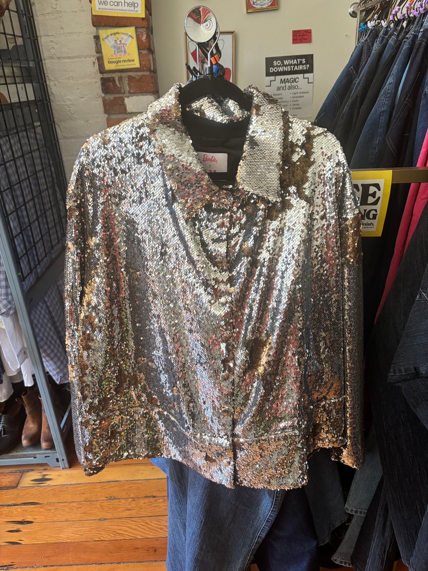 Silver/Gold Hilary Macmillan Sequin Bomber Jacket