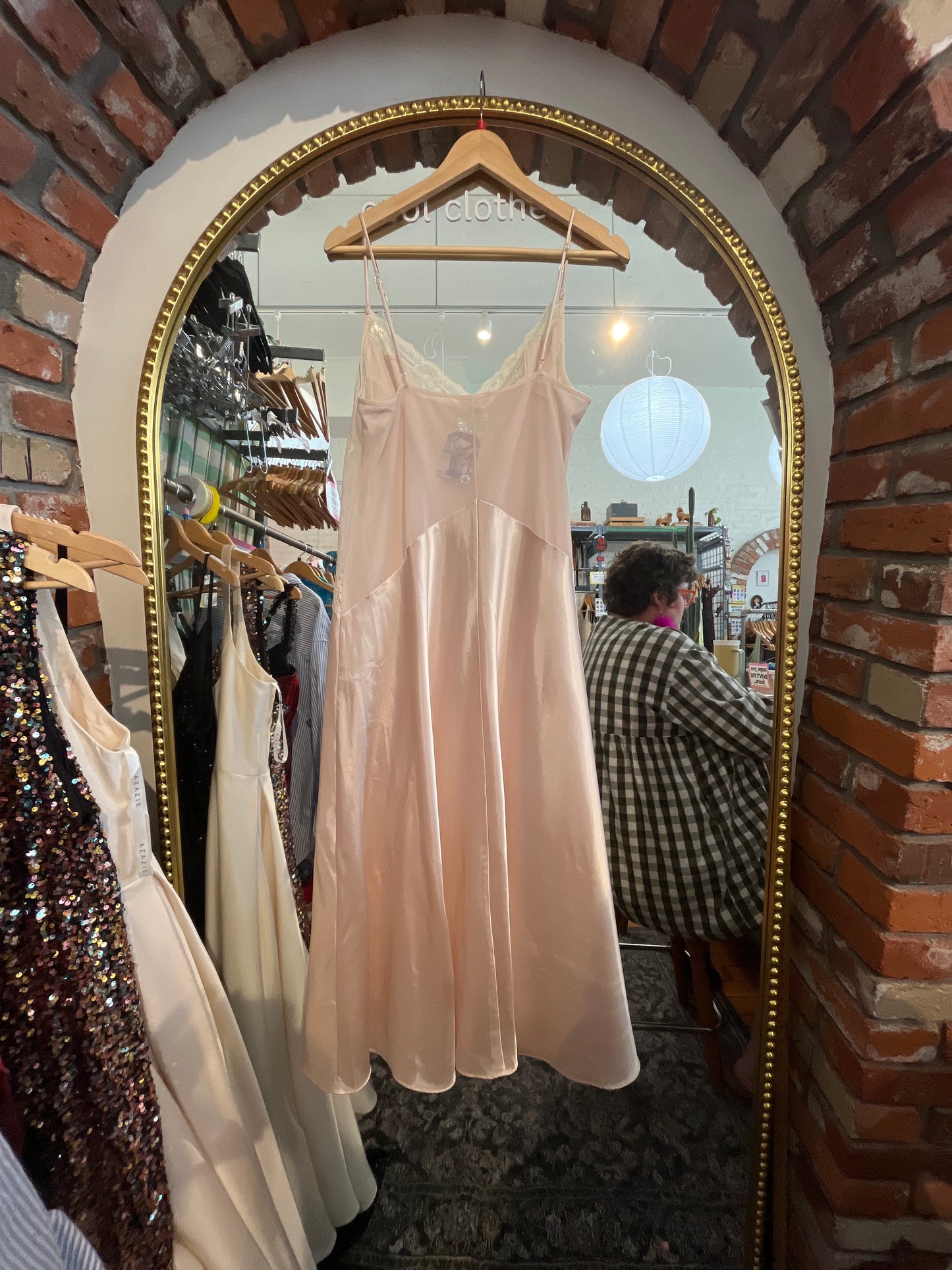 VINTAGE size 1X Cerie champagne satin long sex dress