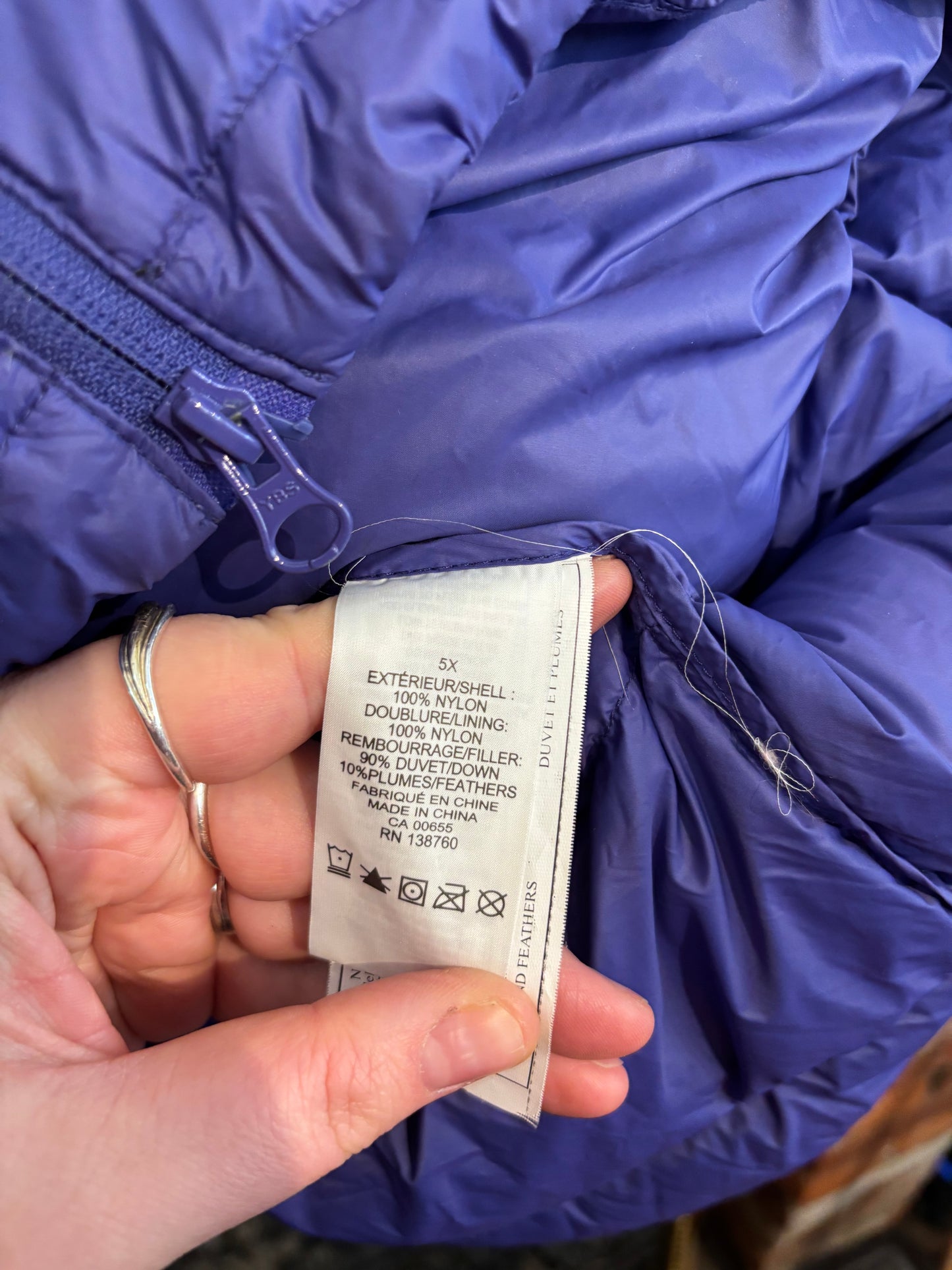 size 5X purple down D/C jacket - puffer