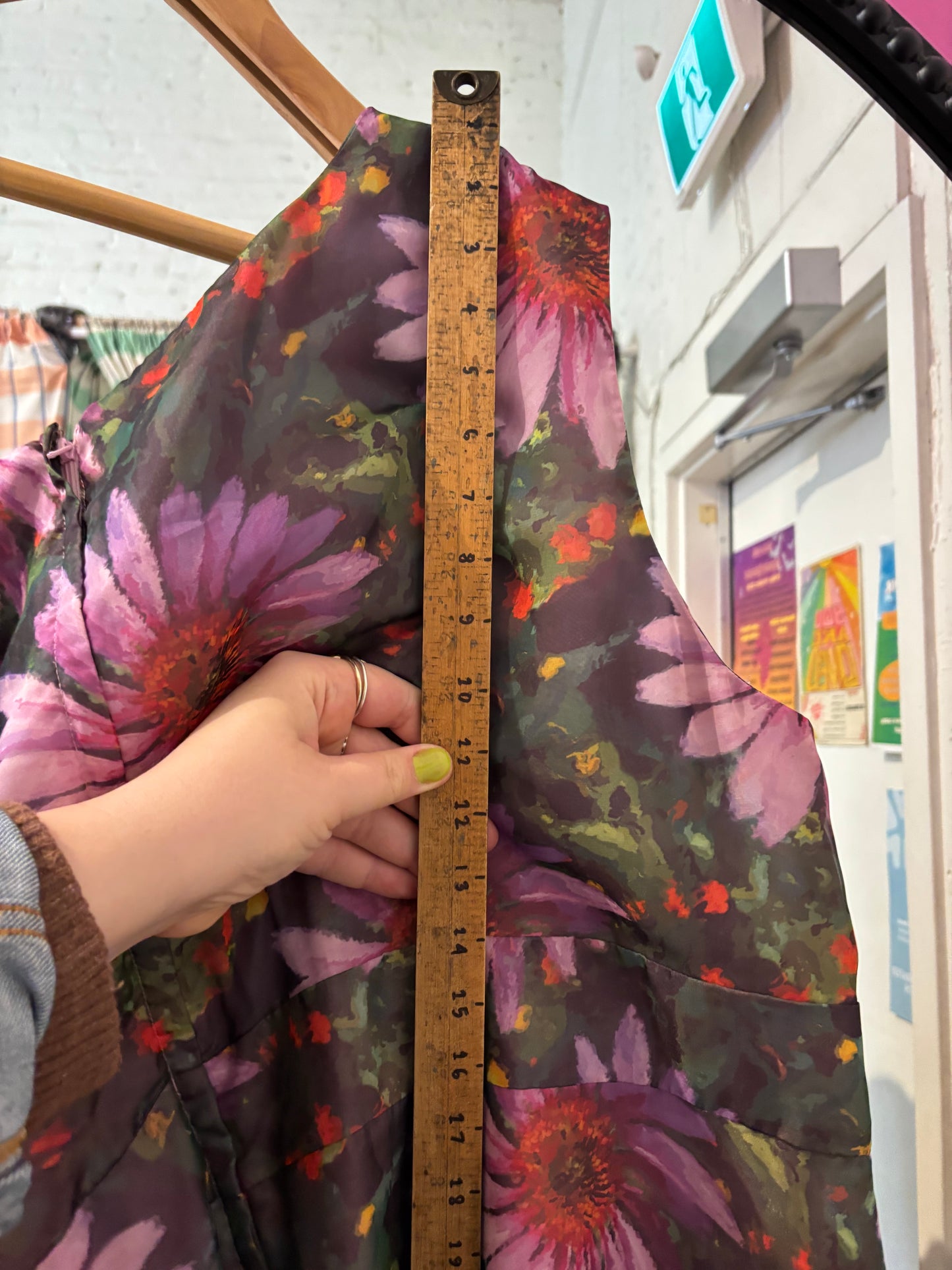 size 4X floral big purple green geode dress- knee