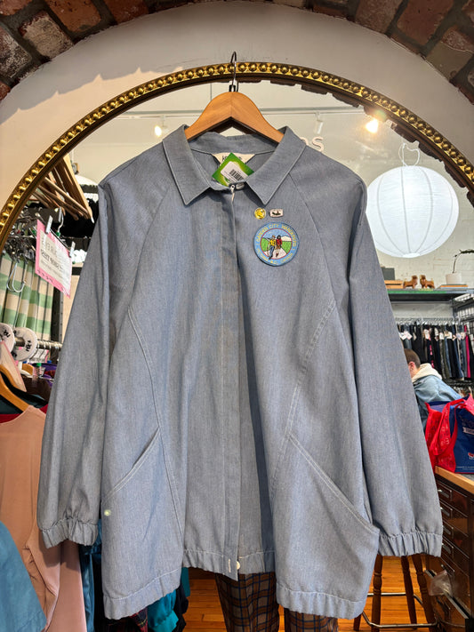 size 3Xish chambray mall walker garden  VINTAGE Koret jacket - AS IS