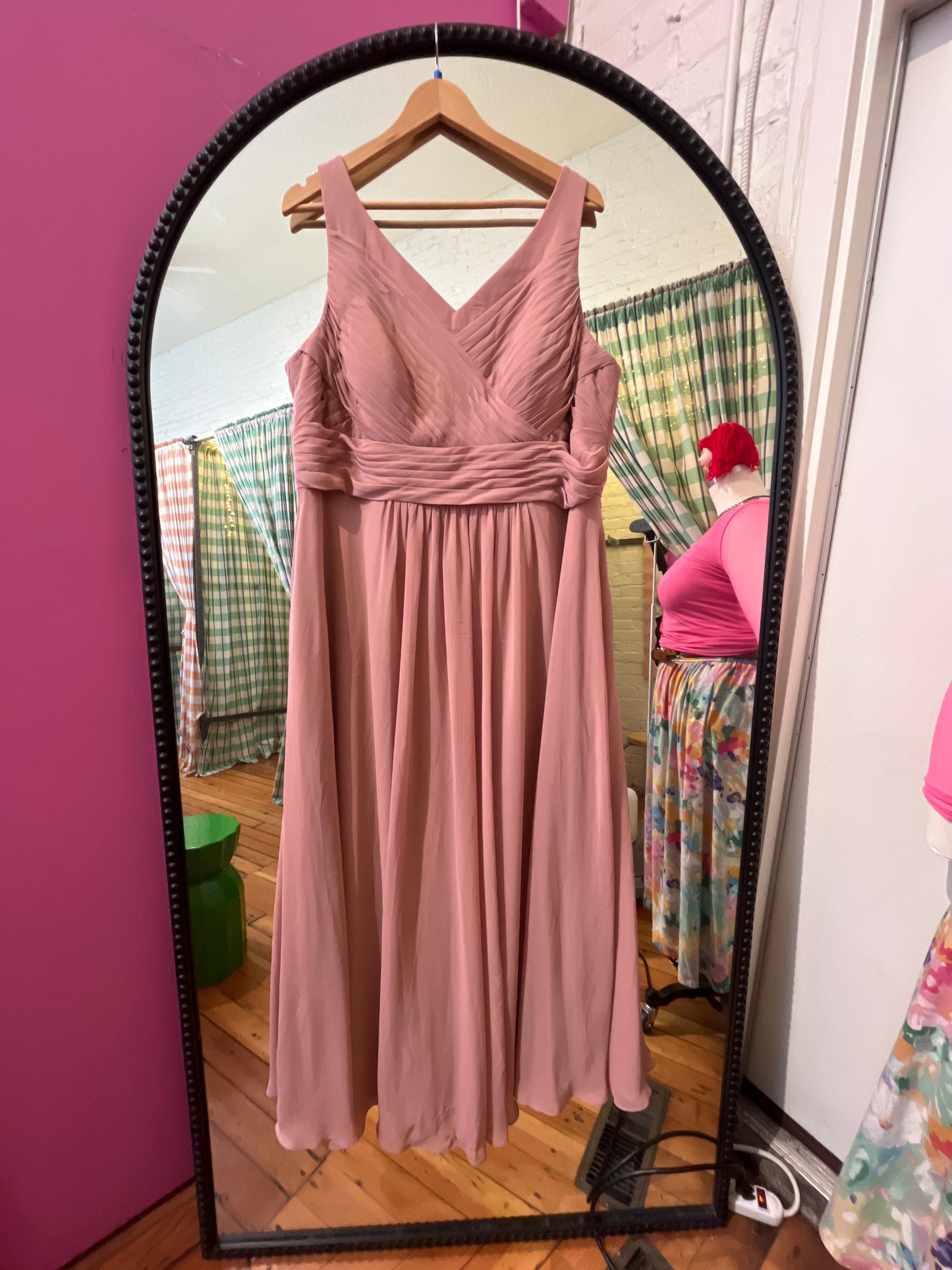 size A20 dusty rose organza Azazie dress - gown