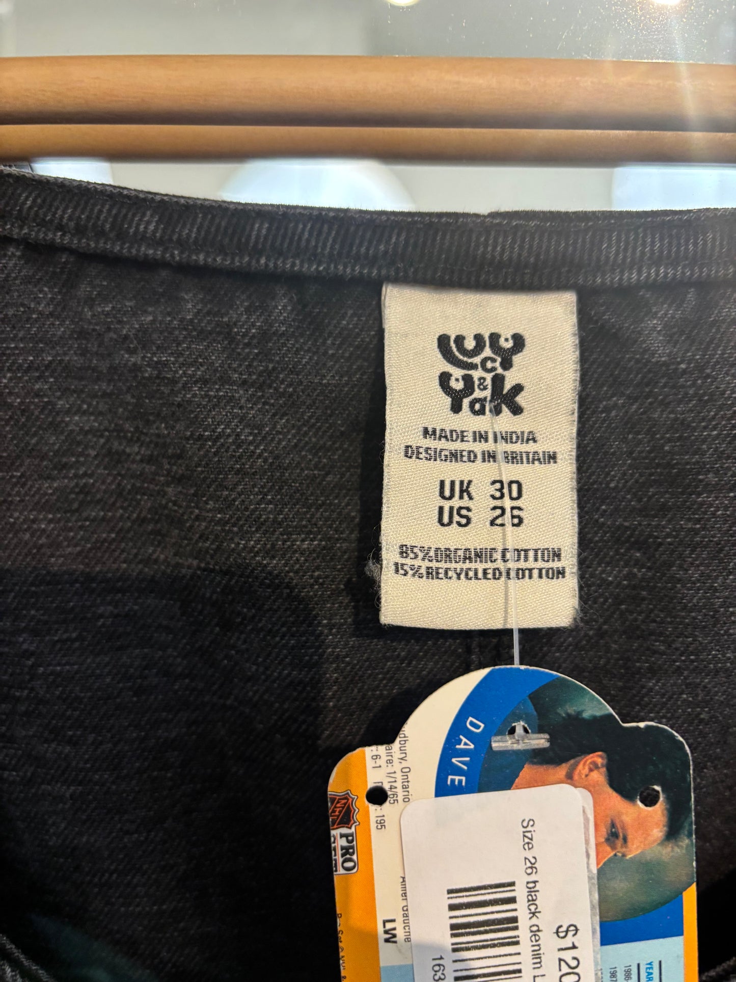 Size 26 black denim Lucy and Yak pinafore